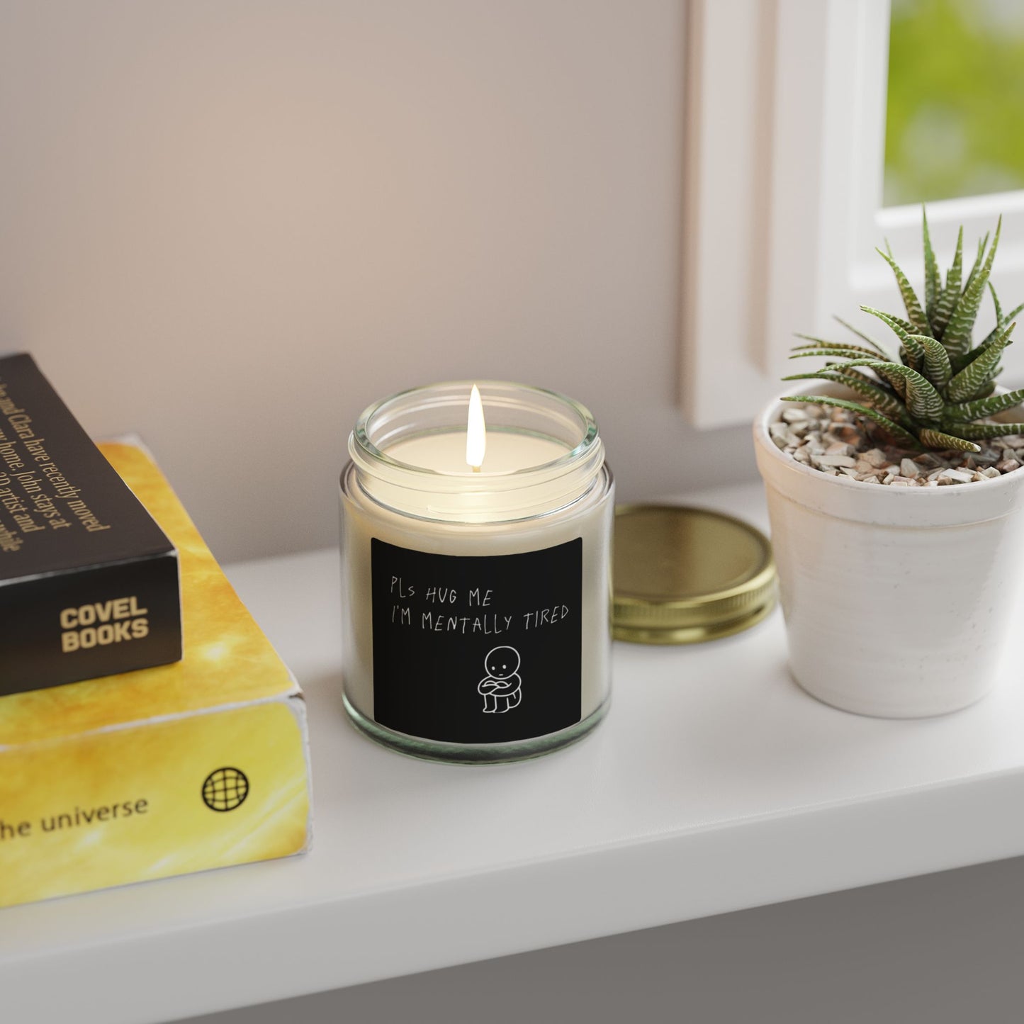 🕯️ Scented Candle — “Pls Hug Me I’m Mentally Tired🫂” (4oz/9oz)