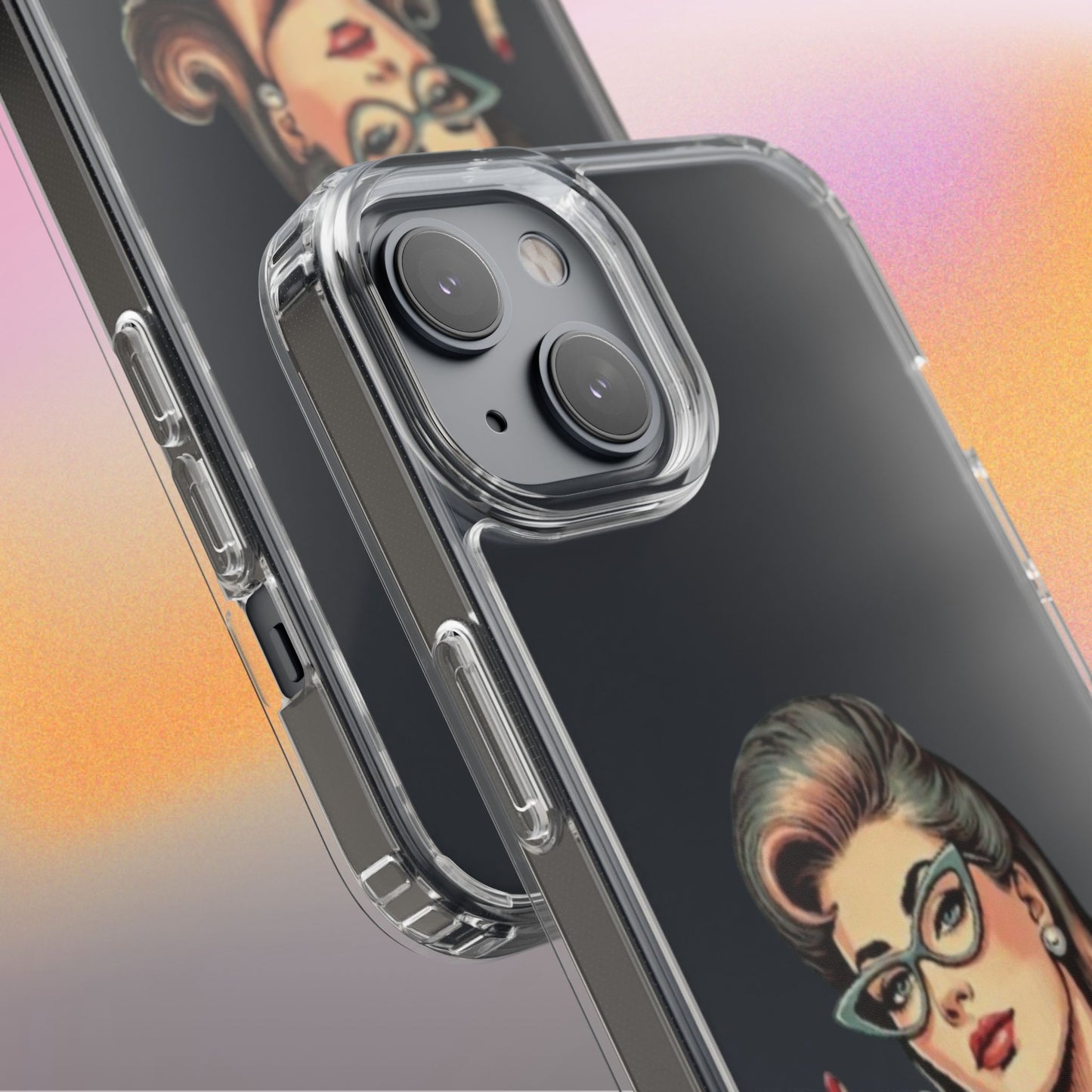 Clear Phone Case — Retro Woman Giving the Finger Graphic with “Respectfully” Text