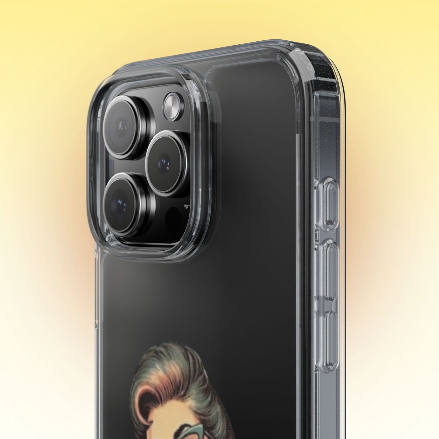 Clear Phone Case — Retro Woman Giving the Finger Graphic with “Respectfully” Text