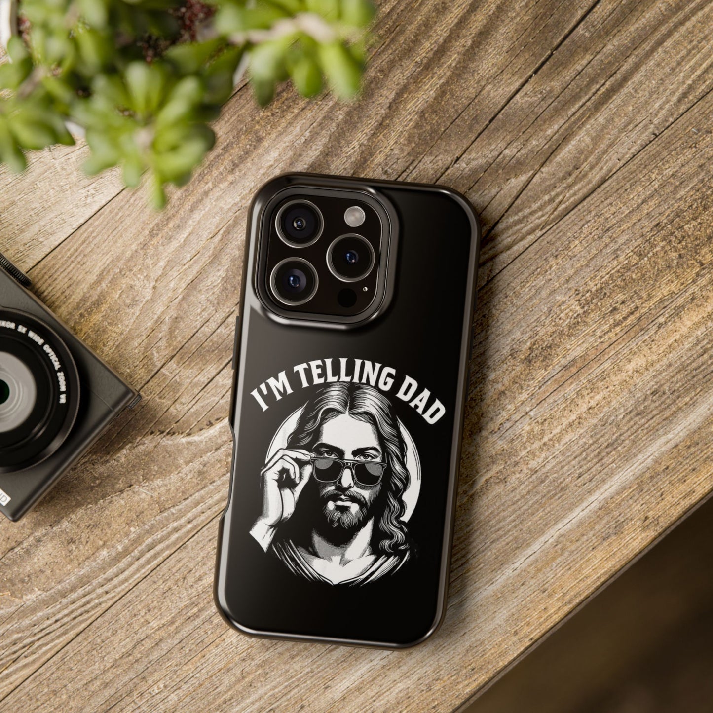 Phone Case — “I’m Telling Dad” Retro Jesus Graphic Impact-Resistant Case
