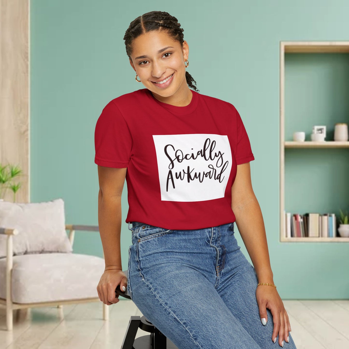 Socially Awkward Unisex Tee, Casual Wear, Gift for Introverts, Funny Shirt, Trendy Fashion