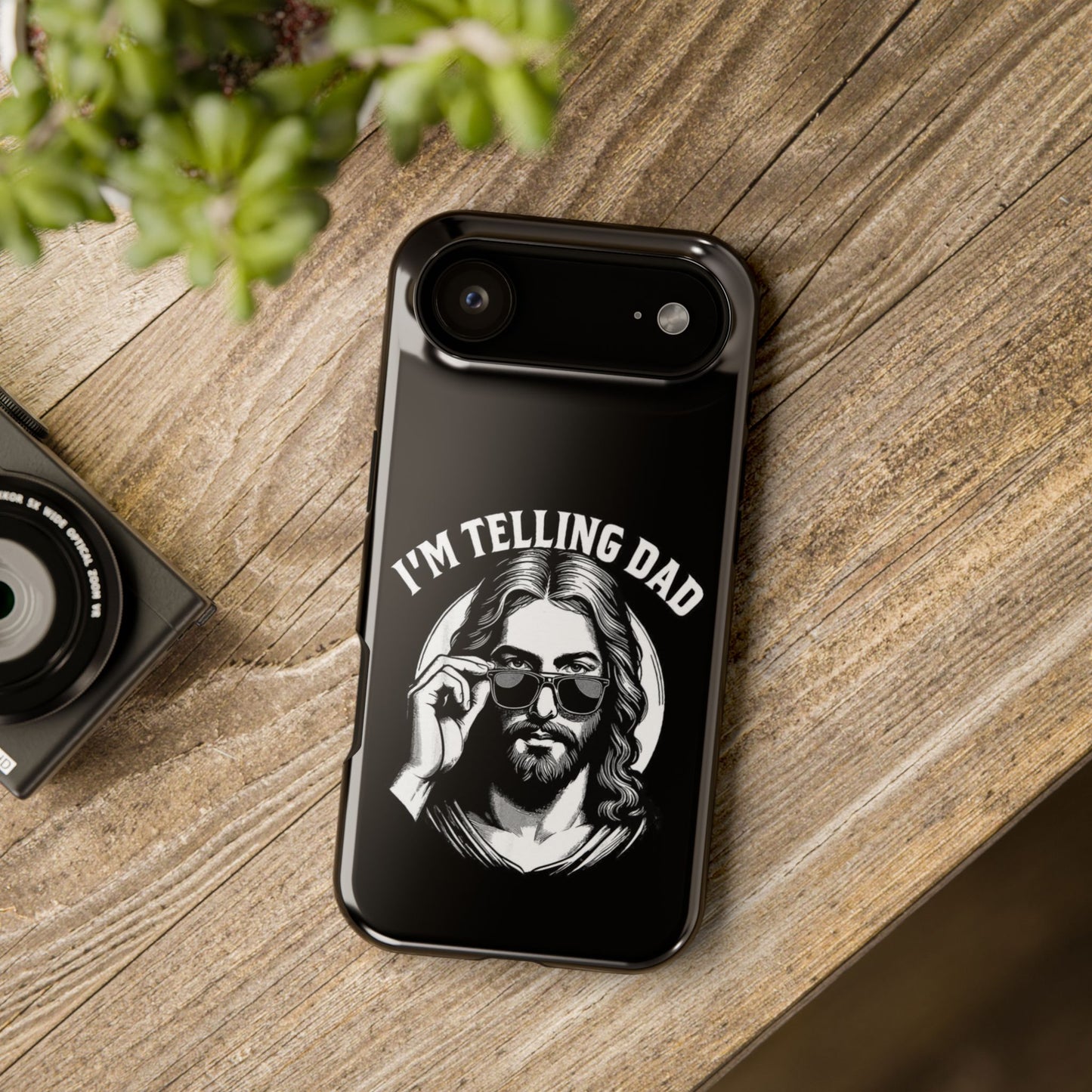 Phone Case — “I’m Telling Dad” Retro Jesus Graphic Impact-Resistant Case