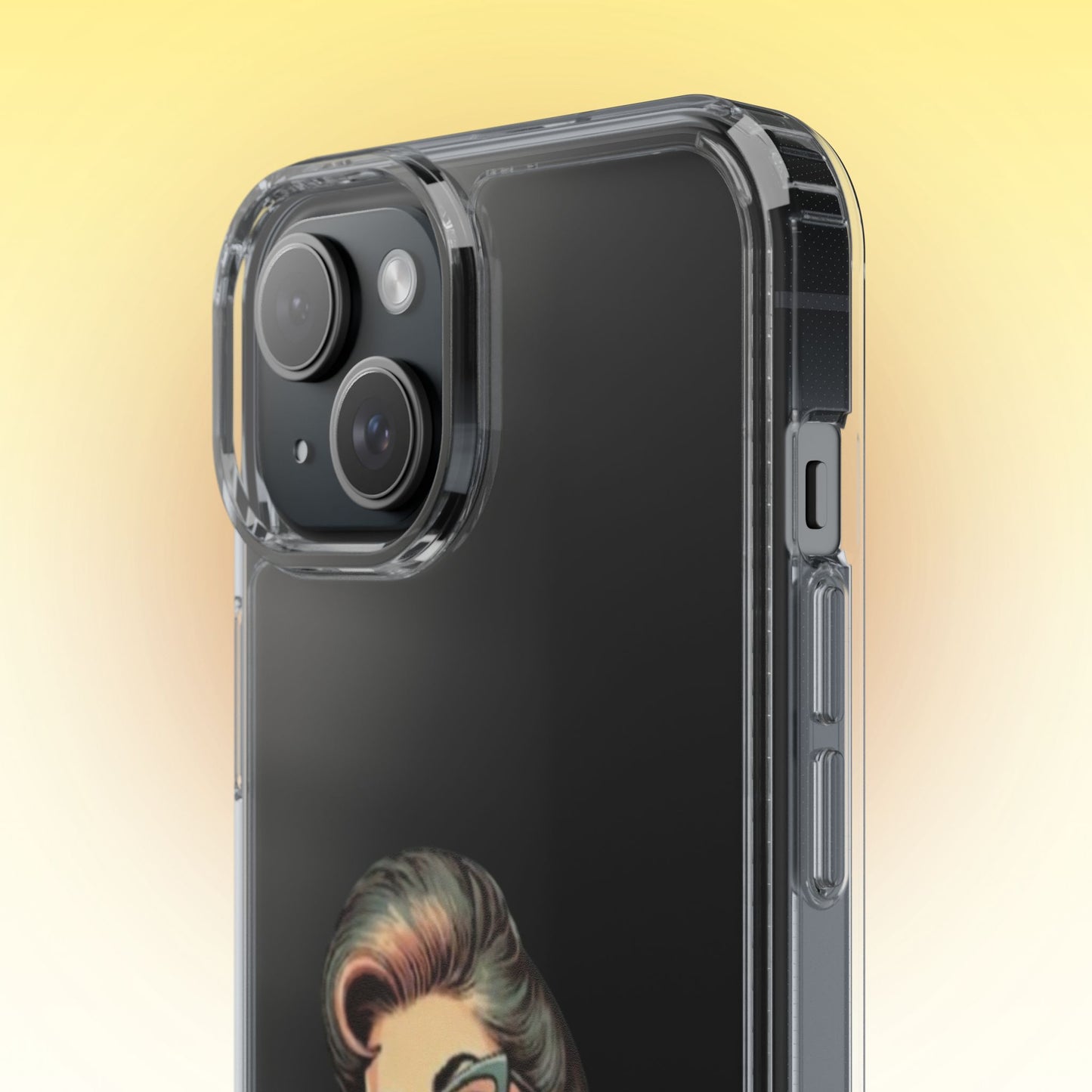 Clear Phone Case — Retro Woman Giving the Finger Graphic with “Respectfully” Text
