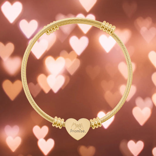 Pinky Promise "Promise" Heart Cuff Bracelet — Love Gift