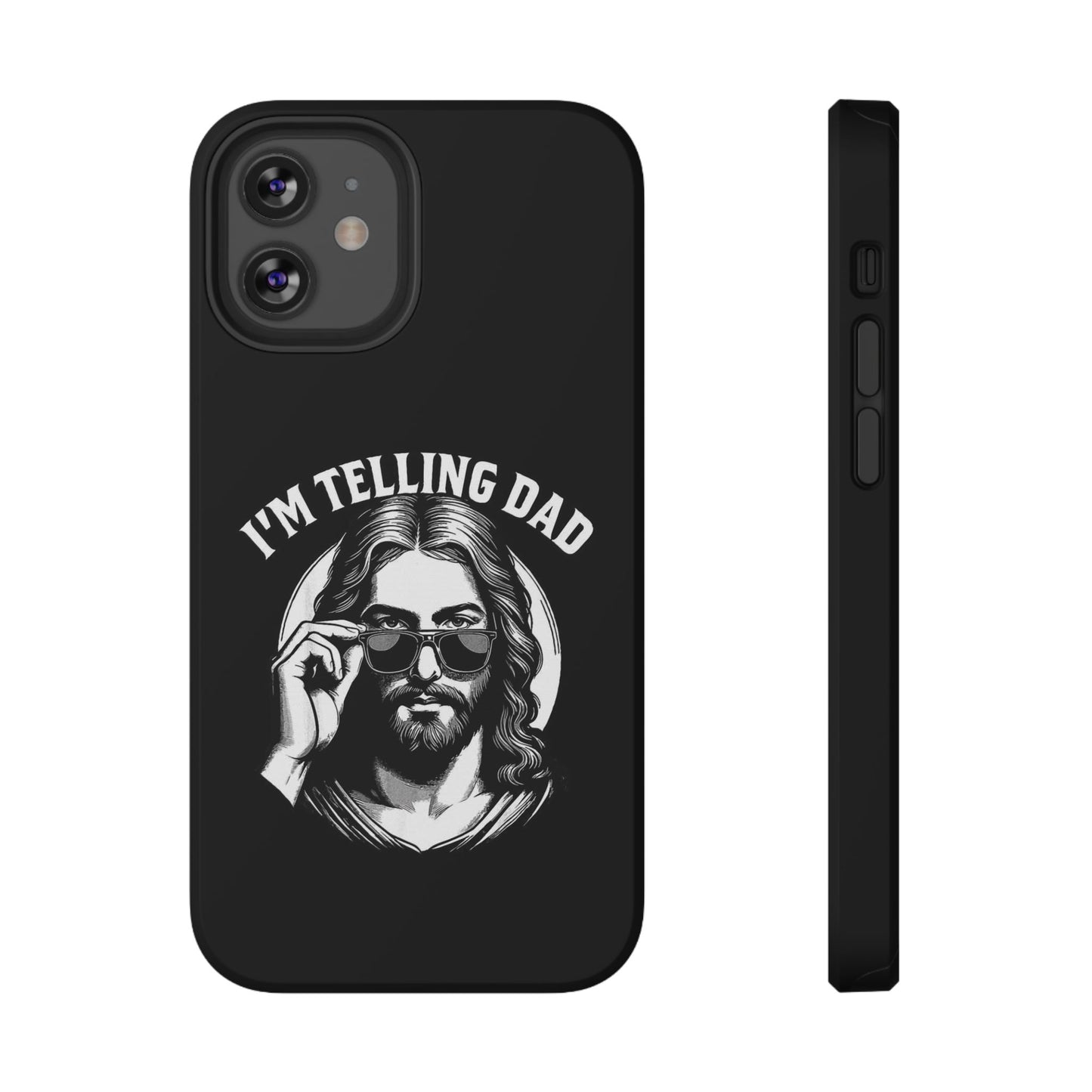 Phone Case — “I’m Telling Dad” Retro Jesus Graphic Impact-Resistant Case