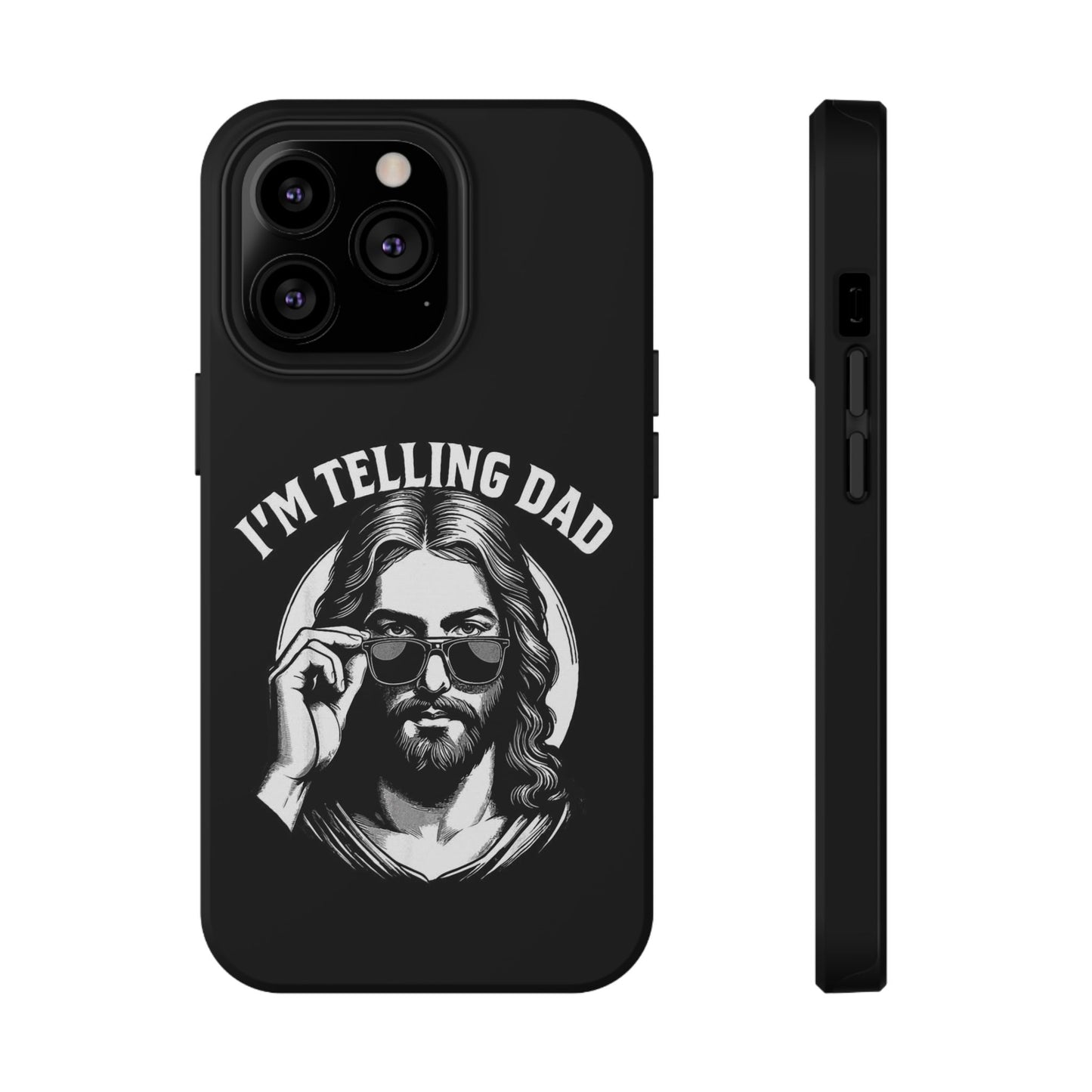 Phone Case — “I’m Telling Dad” Retro Jesus Graphic Impact-Resistant Case