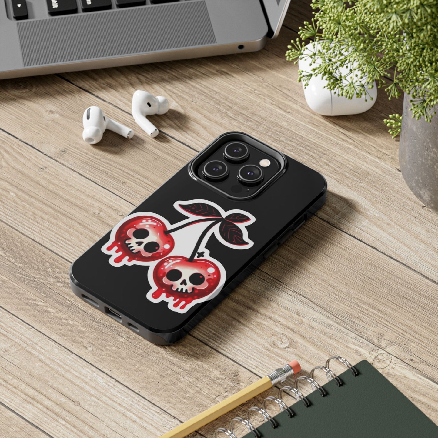 Tough Phone Case — Dripping Skull Cherries Graphic