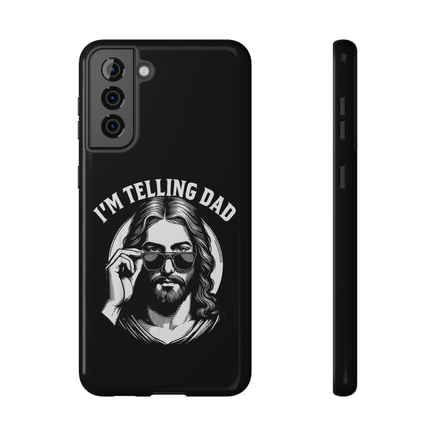 Phone Case — “I’m Telling Dad” Retro Jesus Graphic Impact-Resistant Case