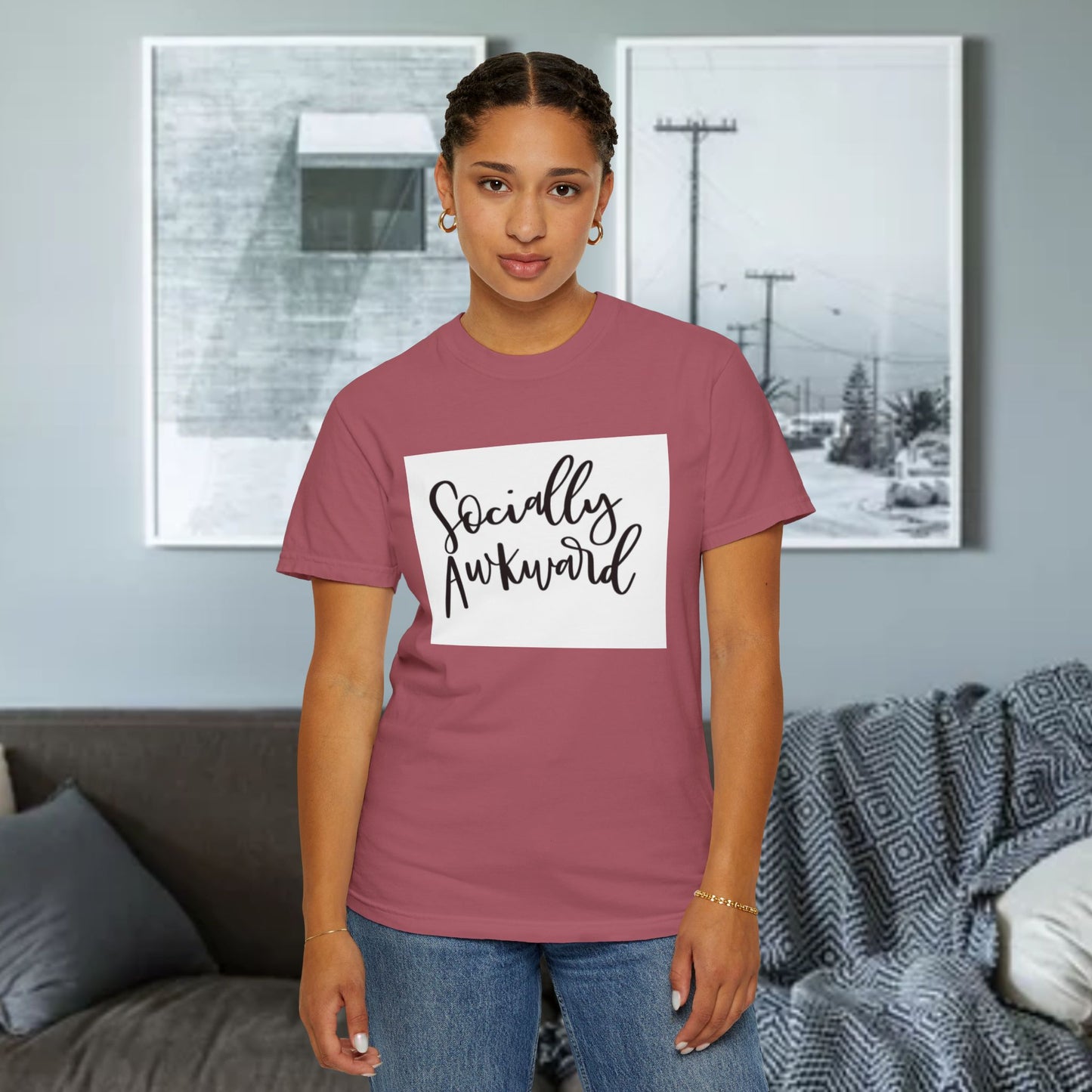 Socially Awkward Unisex Tee, Casual Wear, Gift for Introverts, Funny Shirt, Trendy Fashion