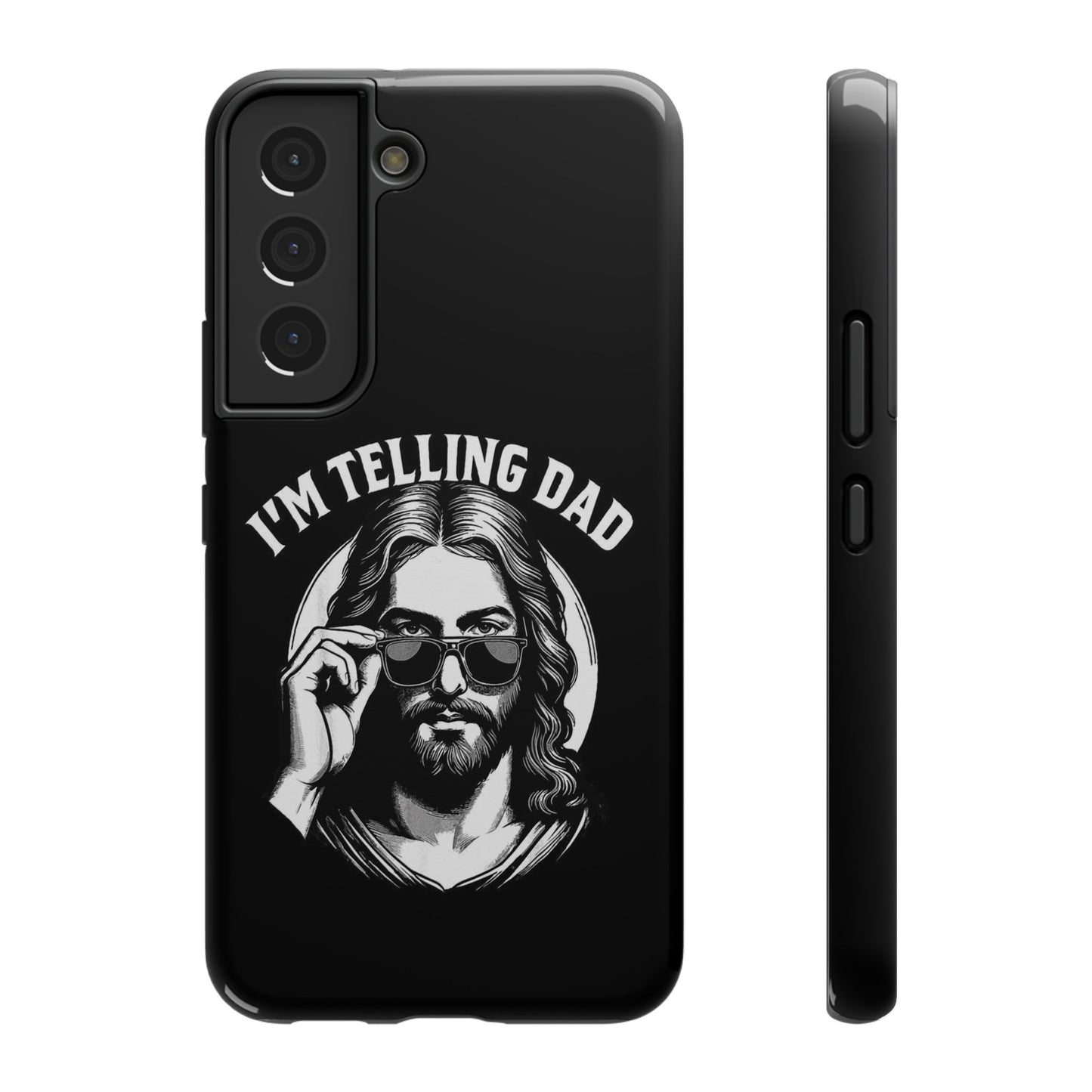 Phone Case — “I’m Telling Dad” Retro Jesus Graphic Impact-Resistant Case