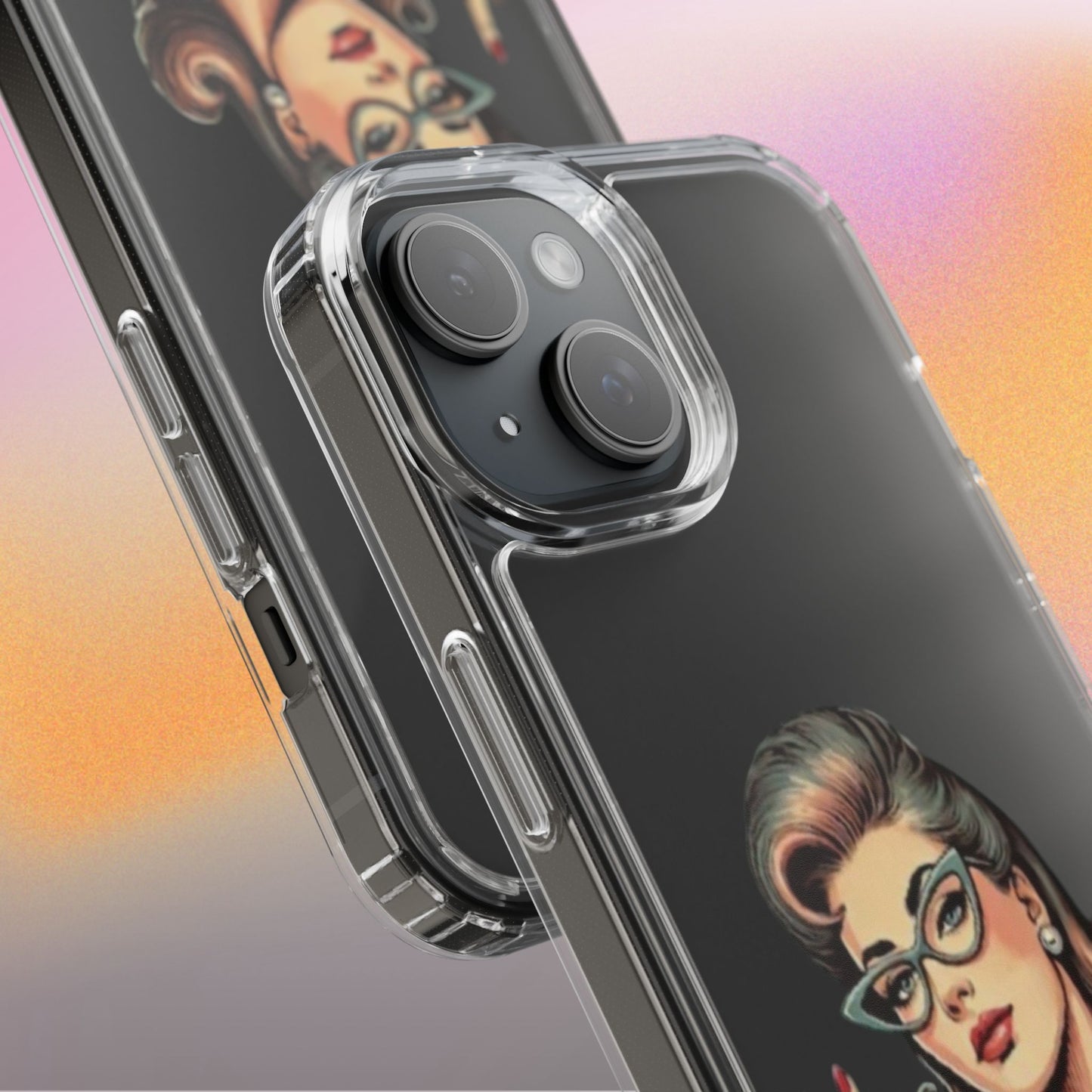 Clear Phone Case — Retro Woman Giving the Finger Graphic with “Respectfully” Text