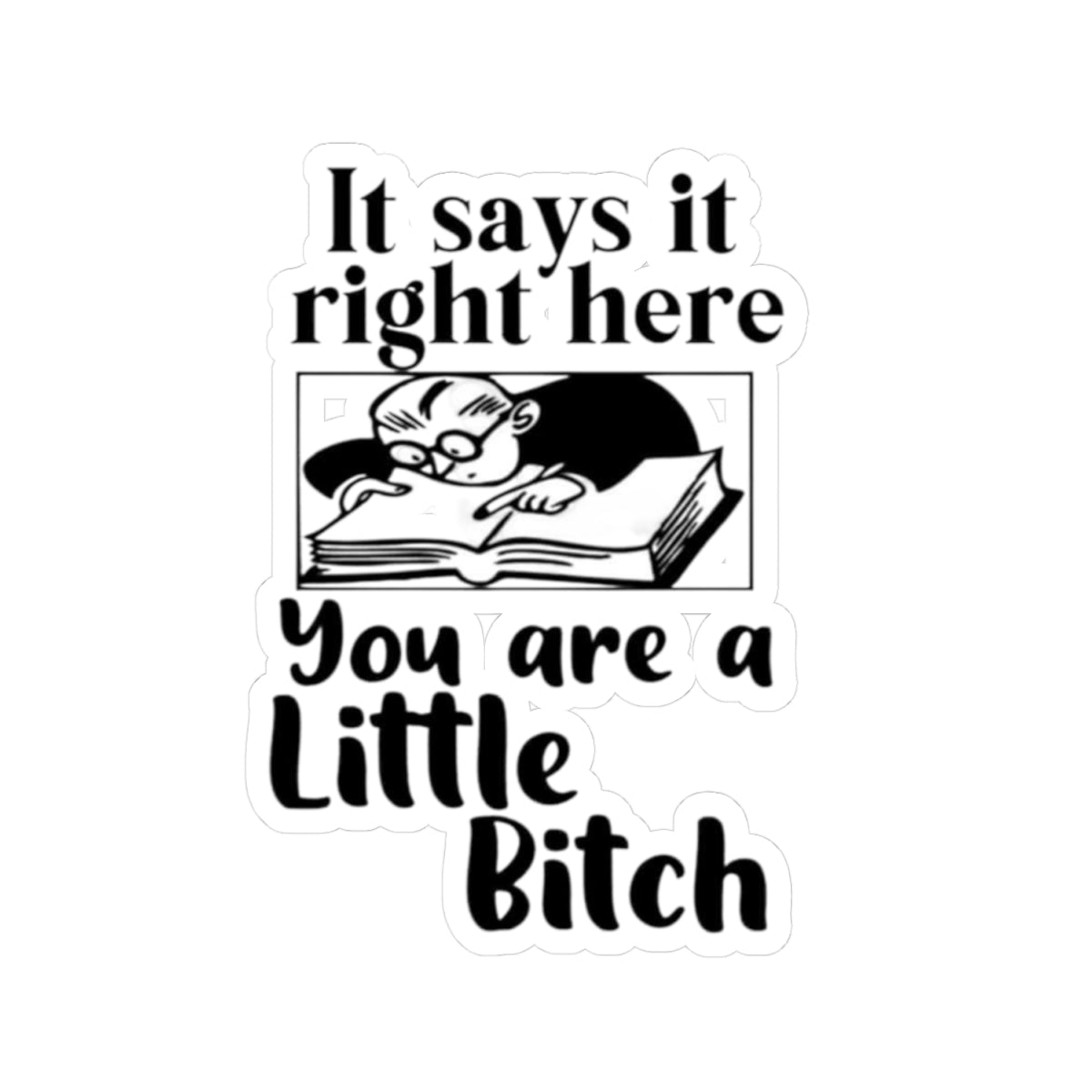 Kiss-Cut Sticker — "It Says It Right Here: You Are a Little Bitch" Funny Sarcastic Laptop Decal