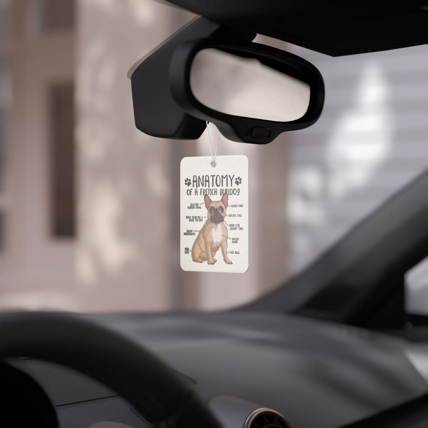 French Bulldog Anatomy Car Air Freshener — Cute Pet Diagram Scent Tag