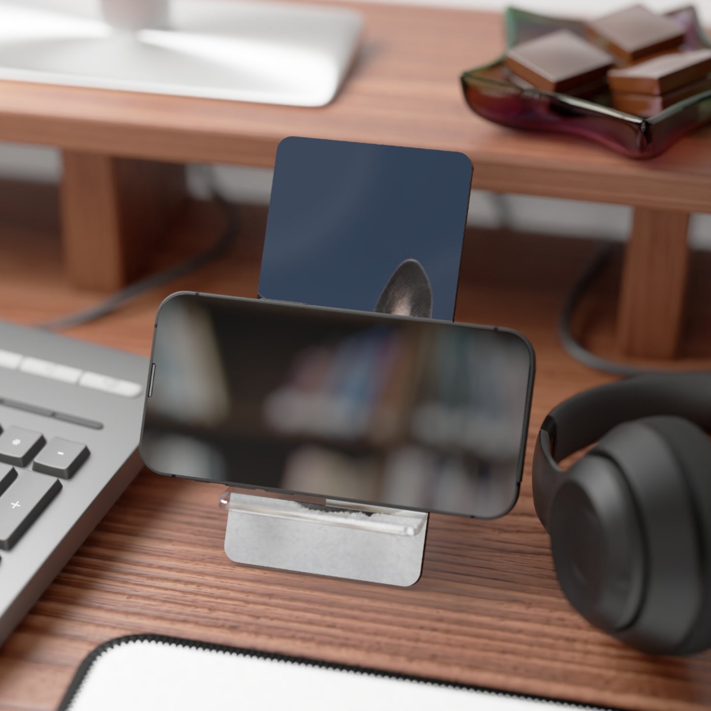 Phone Stand — Cute Black French Bulldog Smartphone Display Stand