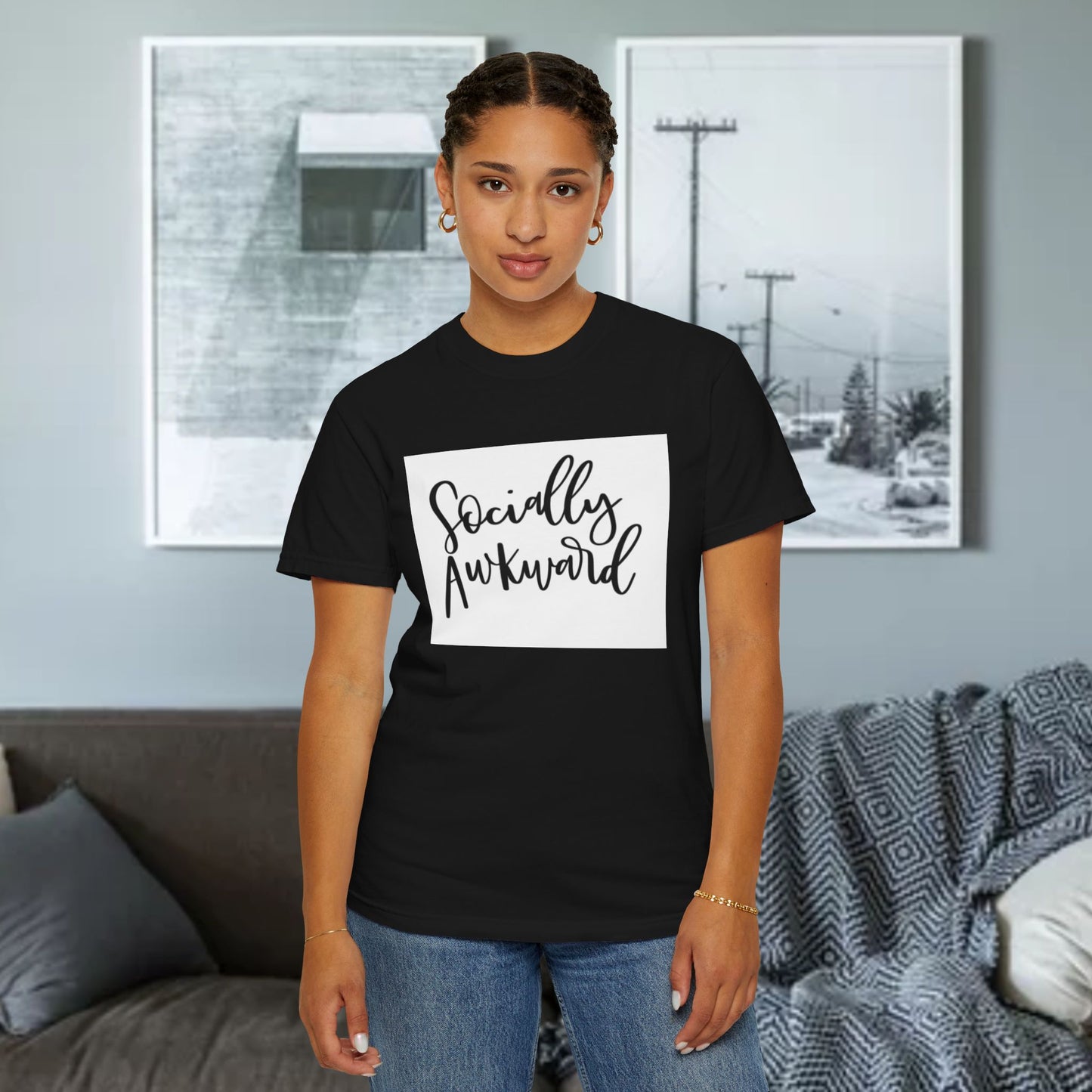 Socially Awkward Unisex Tee, Casual Wear, Gift for Introverts, Funny Shirt, Trendy Fashion