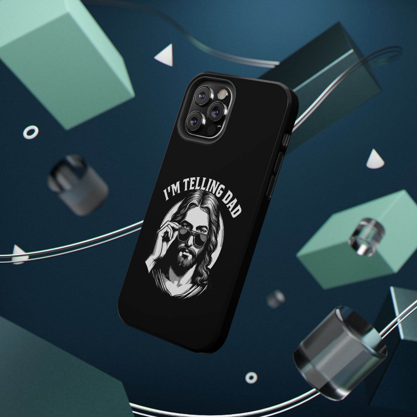 Phone Case — “I’m Telling Dad” Retro Jesus Graphic Impact-Resistant Case