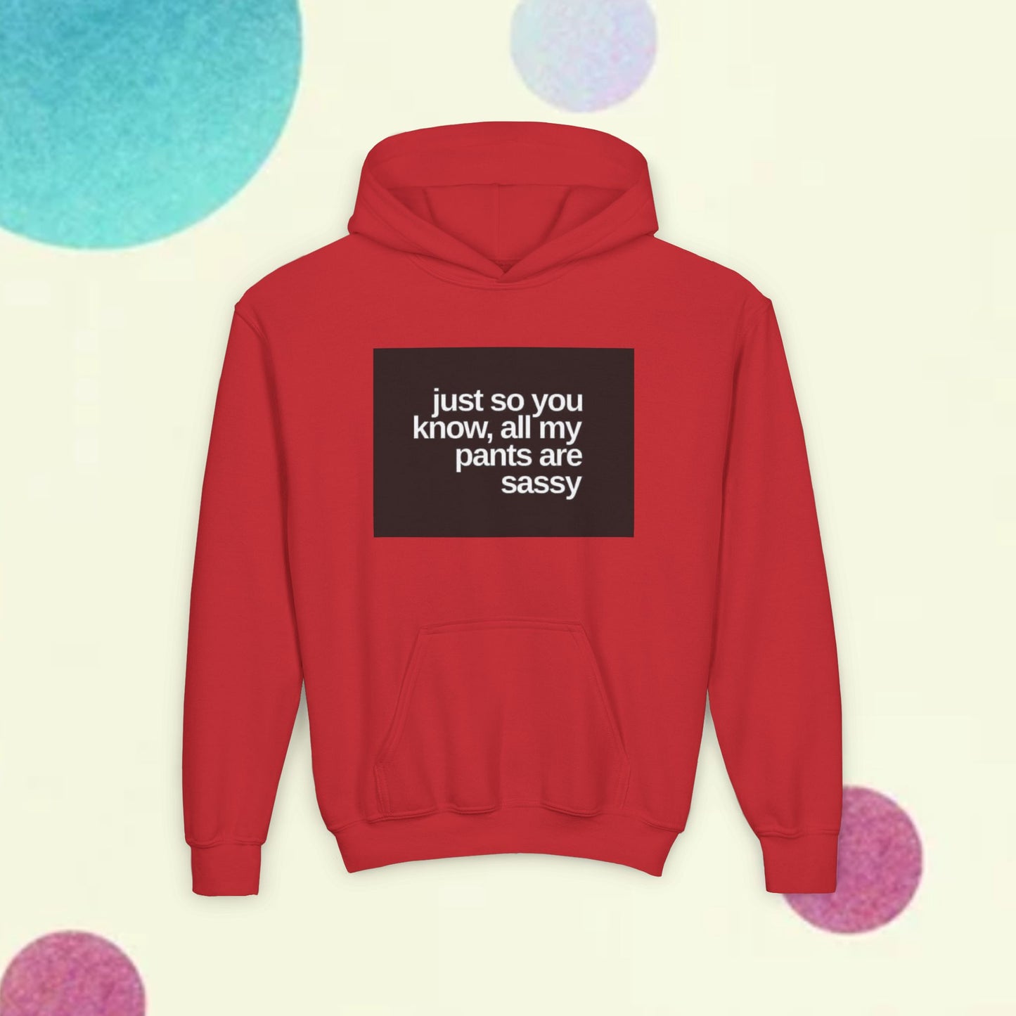 Youth Hoodie — "Just So You Know, All My Pants Are Sassy" Funny Graphic