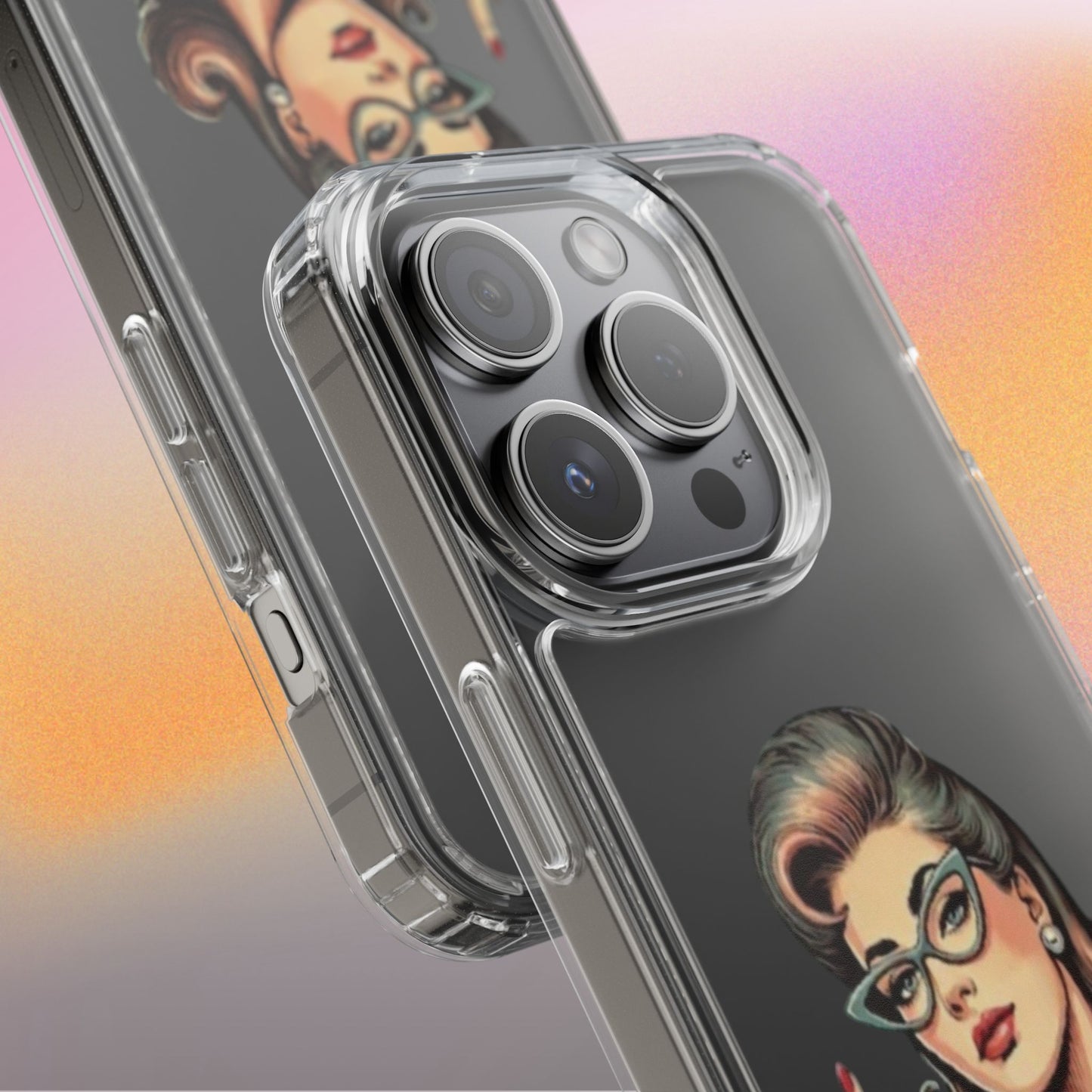 Clear Phone Case — Retro Woman Giving the Finger Graphic with “Respectfully” Text