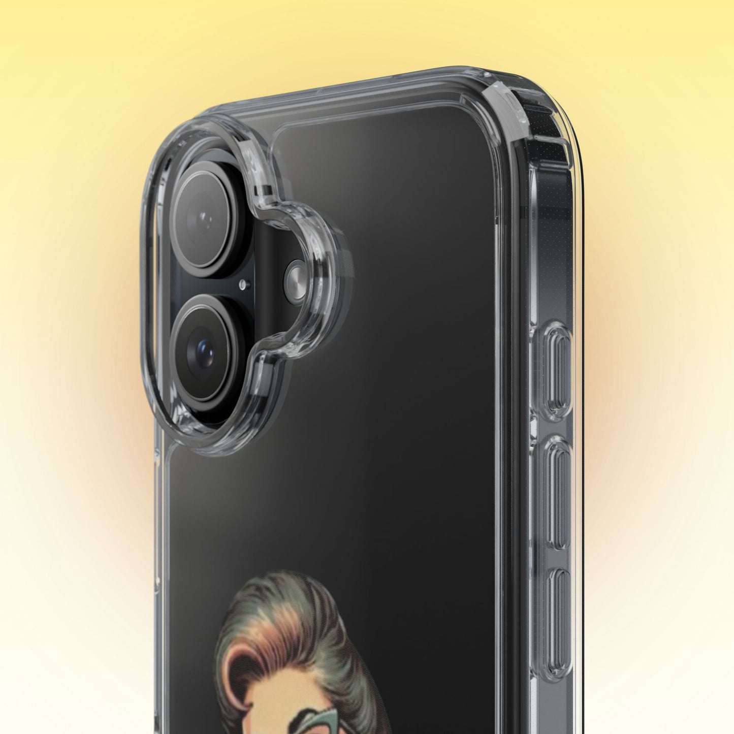 Clear Phone Case — Retro Woman Giving the Finger Graphic with “Respectfully” Text