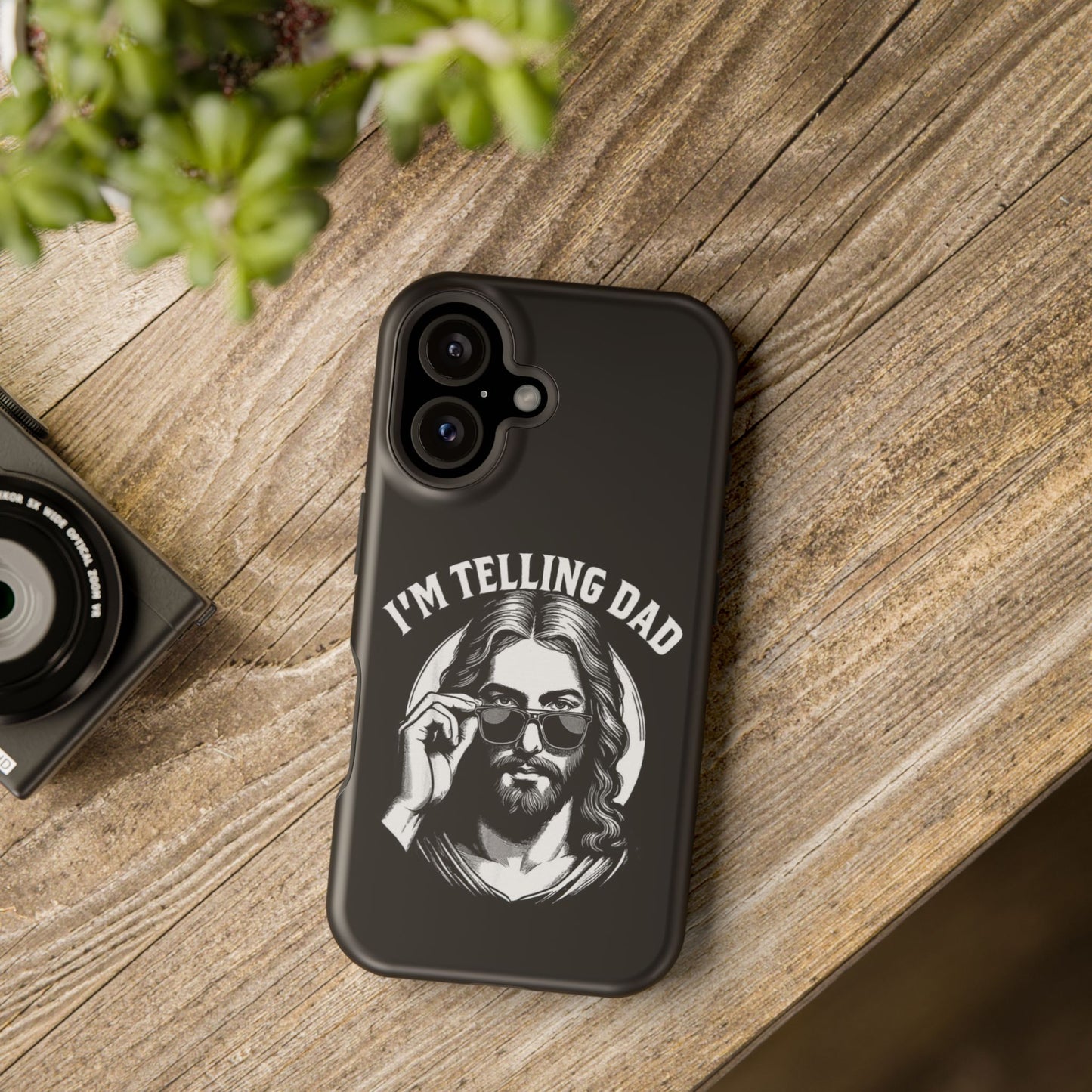 Phone Case — “I’m Telling Dad” Retro Jesus Graphic Impact-Resistant Case