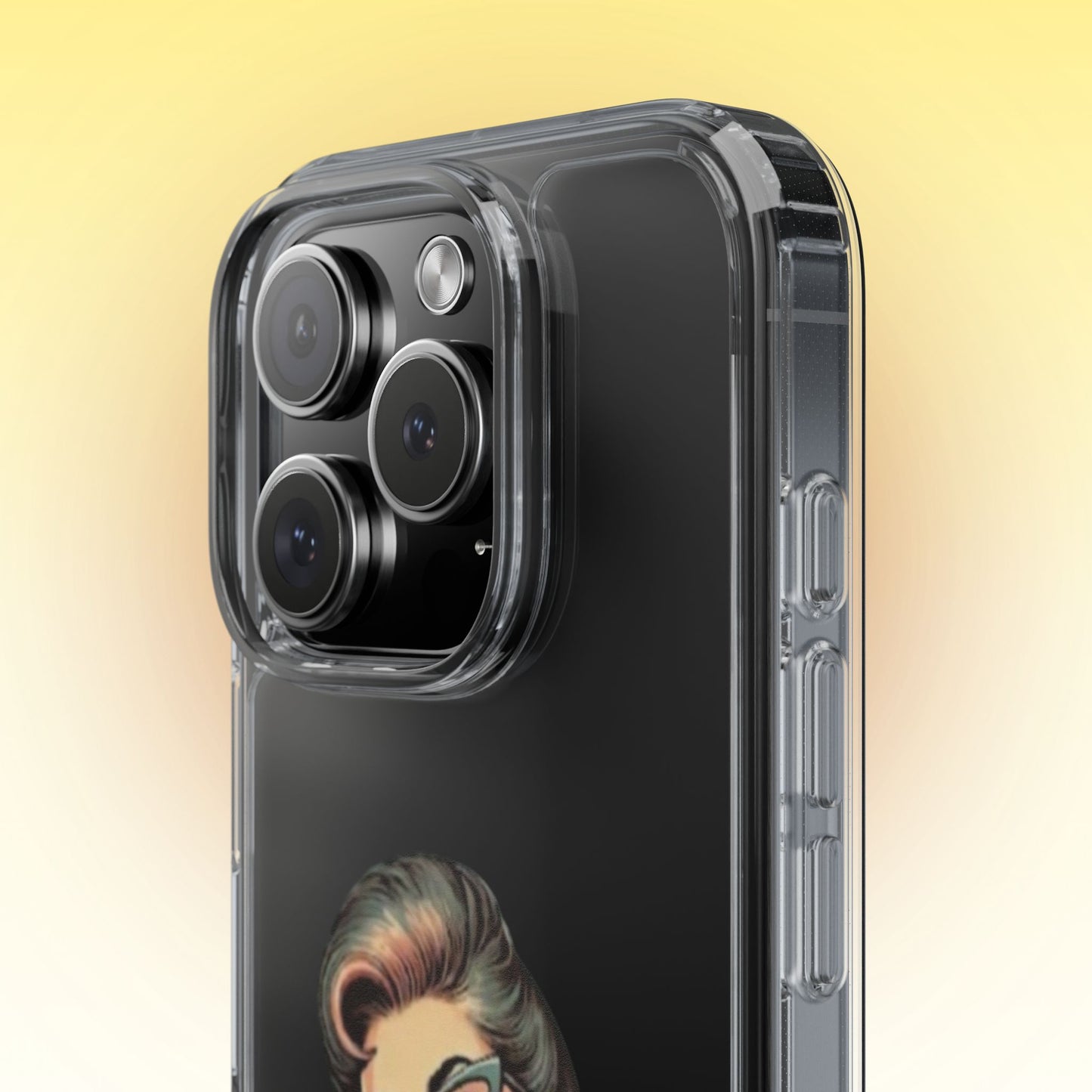 Clear Phone Case — Retro Woman Giving the Finger Graphic with “Respectfully” Text