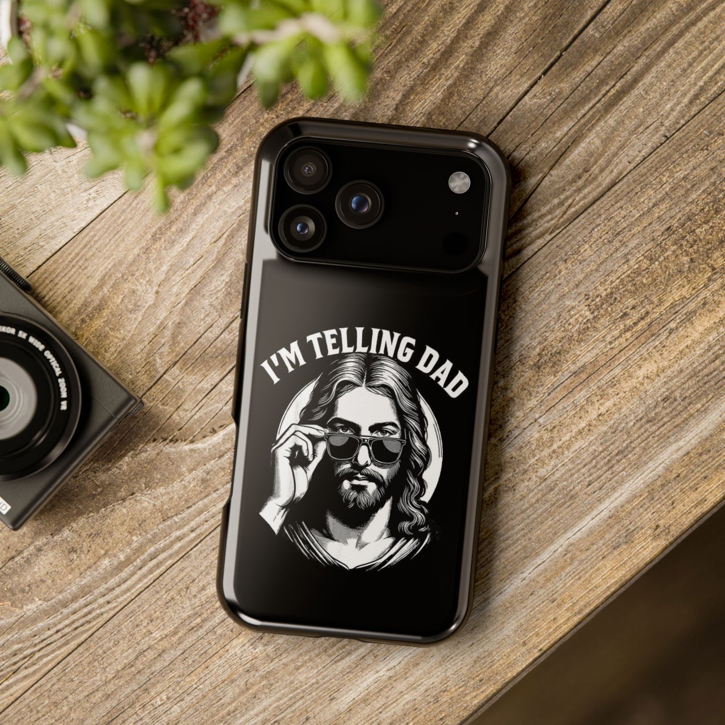 Phone Case — “I’m Telling Dad” Retro Jesus Graphic Impact-Resistant Case