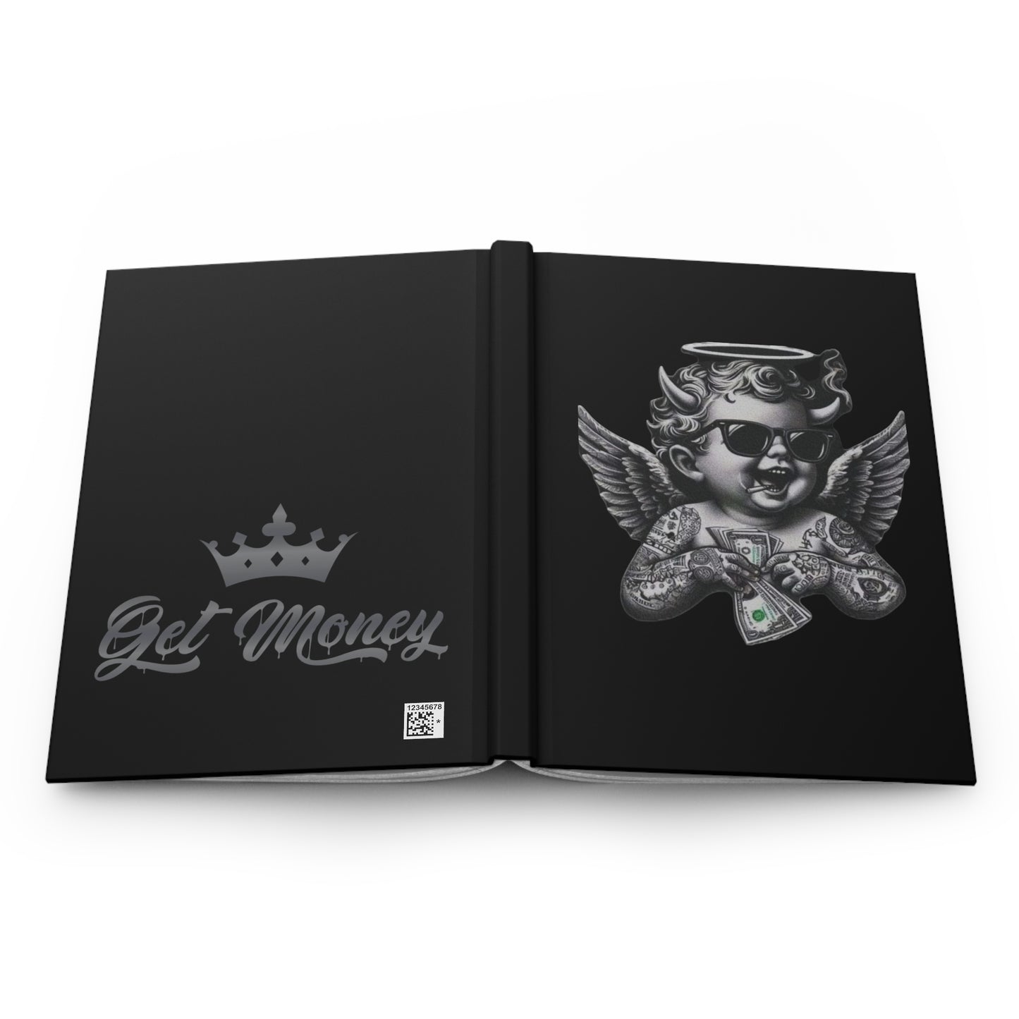 Hardcover Journal — ‘Get Money’ Tattooed Cherub Design