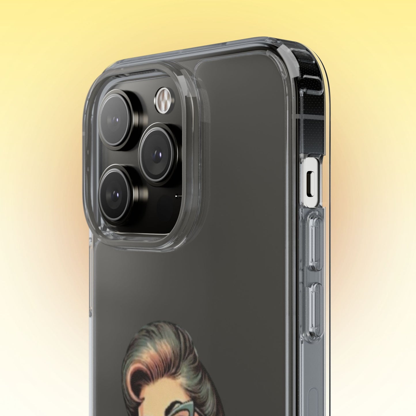 Clear Phone Case — Retro Woman Giving the Finger Graphic with “Respectfully” Text