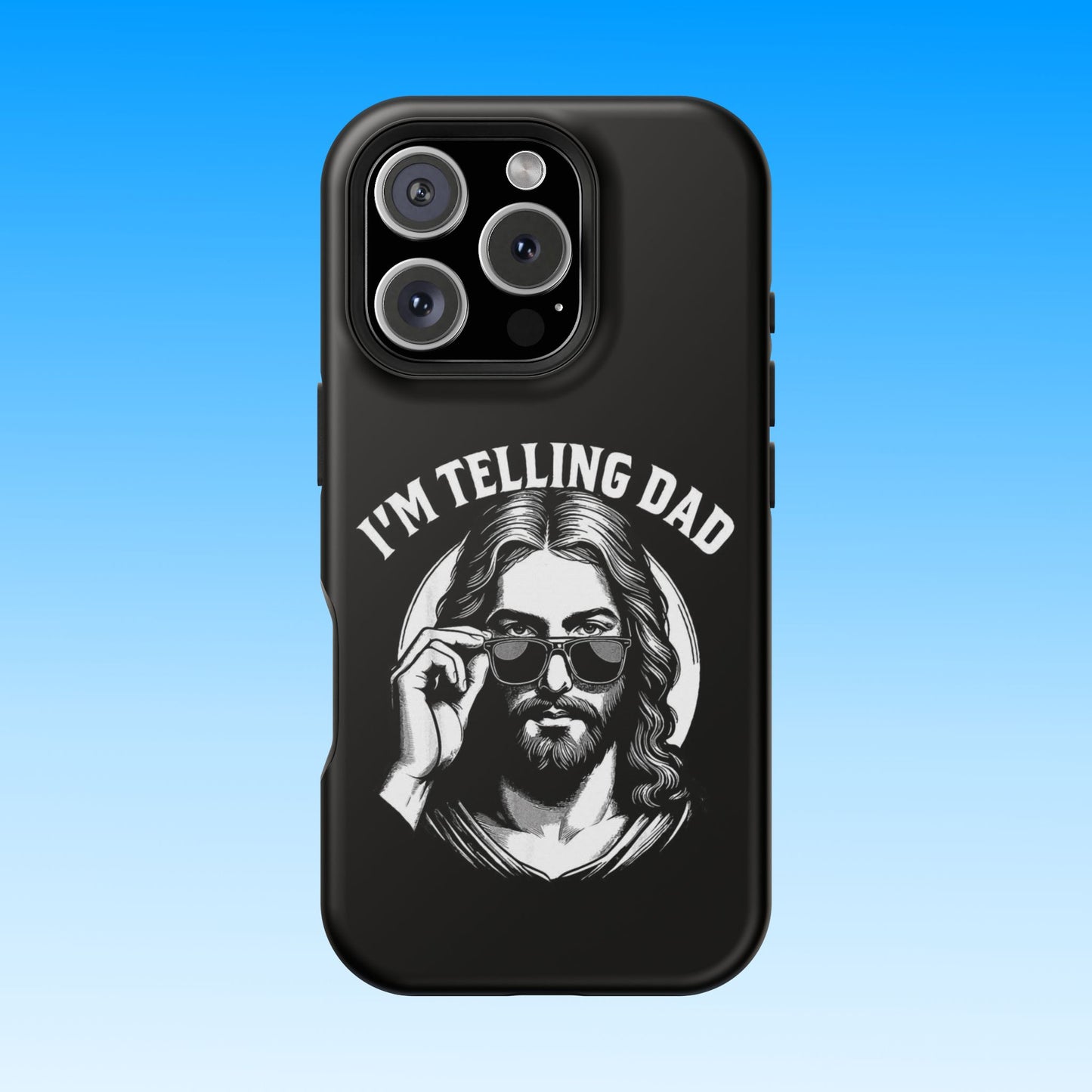 Phone Case — “I’m Telling Dad” Retro Jesus Graphic Impact-Resistant Case