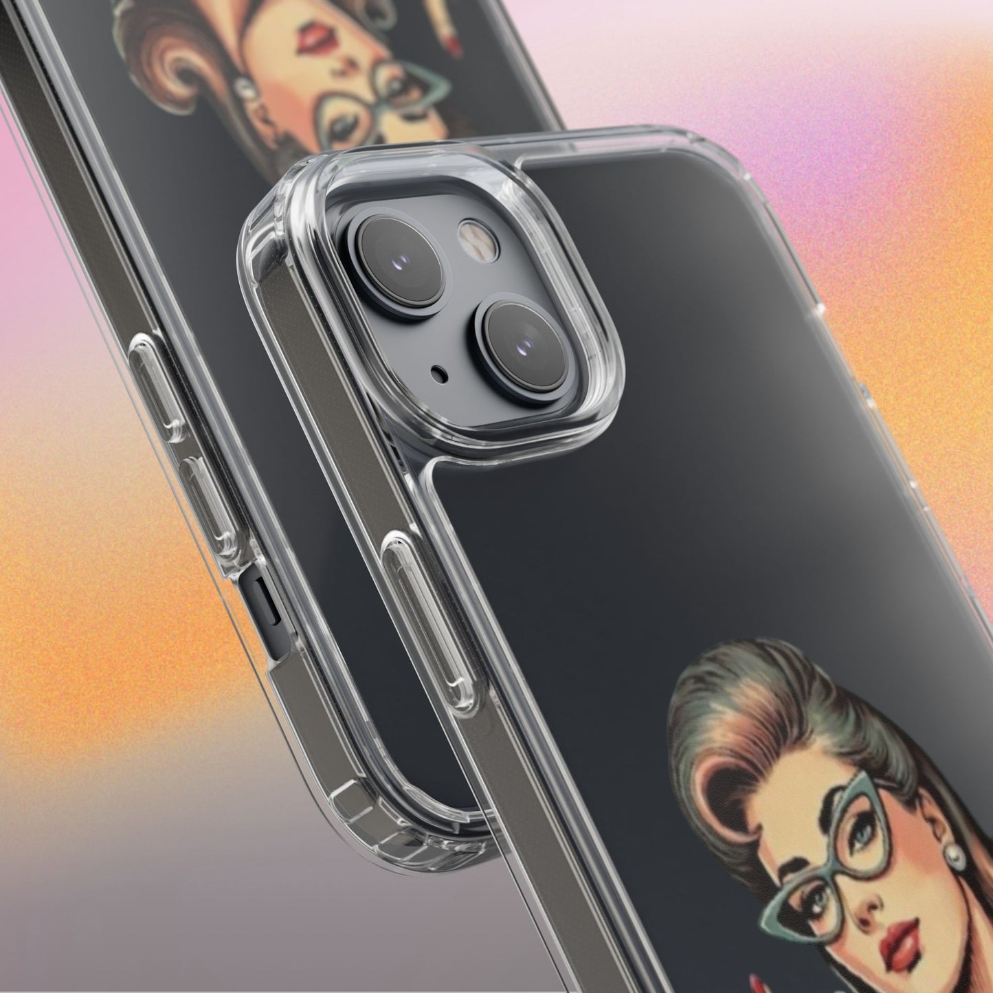 Clear Phone Case — Retro Woman Giving the Finger Graphic with “Respectfully” Text