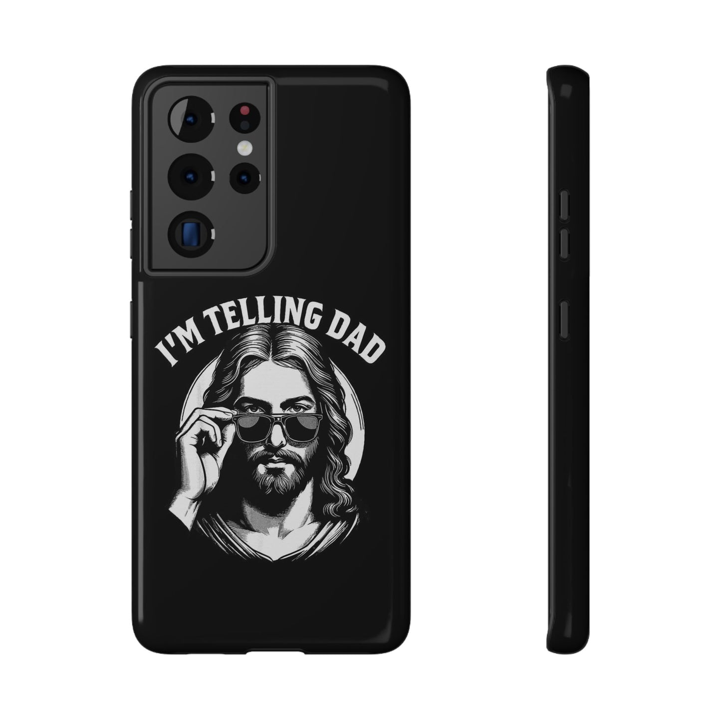 Phone Case — “I’m Telling Dad” Retro Jesus Graphic Impact-Resistant Case