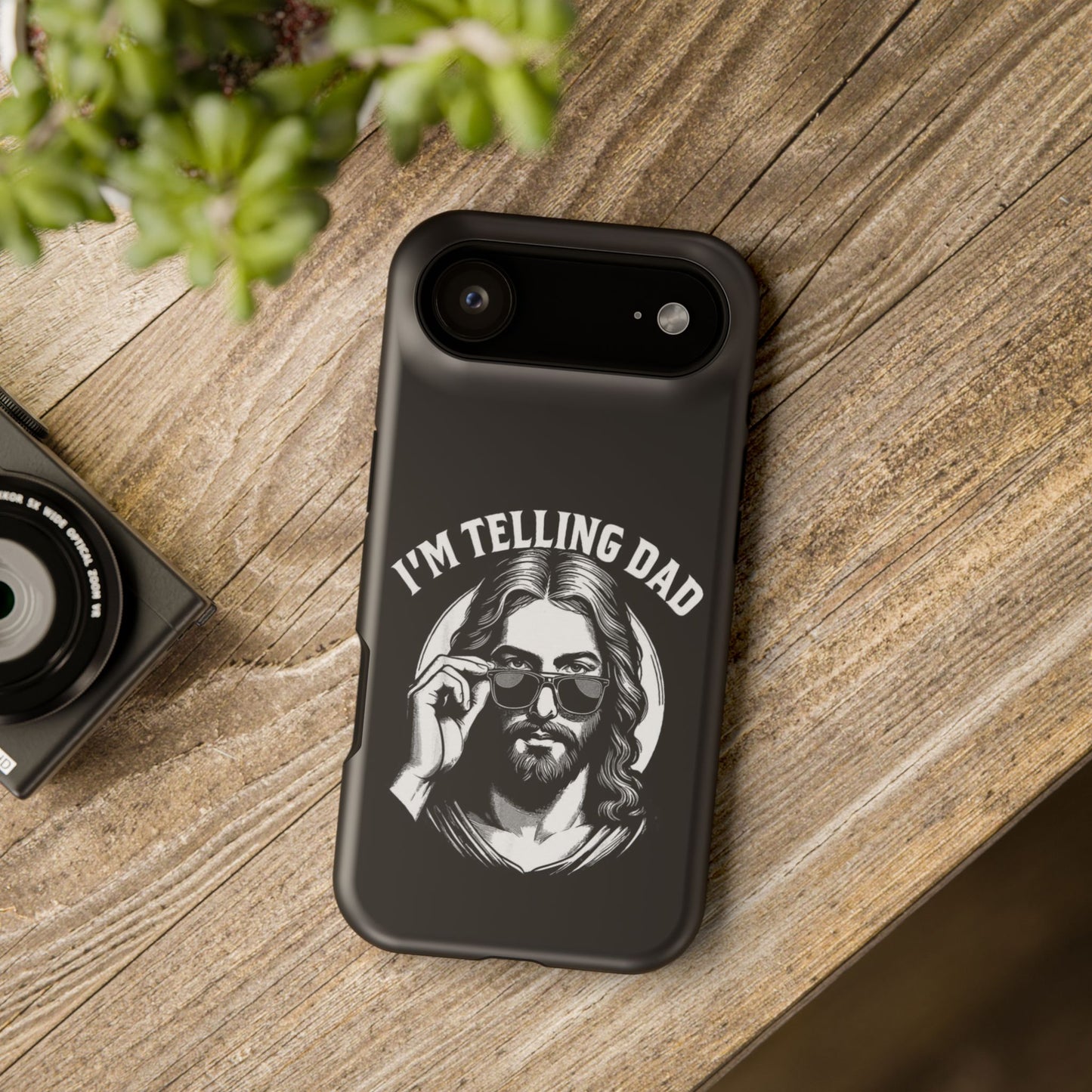 Phone Case — “I’m Telling Dad” Retro Jesus Graphic Impact-Resistant Case