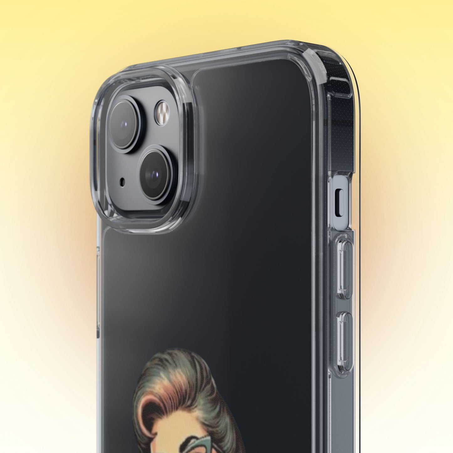 Clear Phone Case — Retro Woman Giving the Finger Graphic with “Respectfully” Text