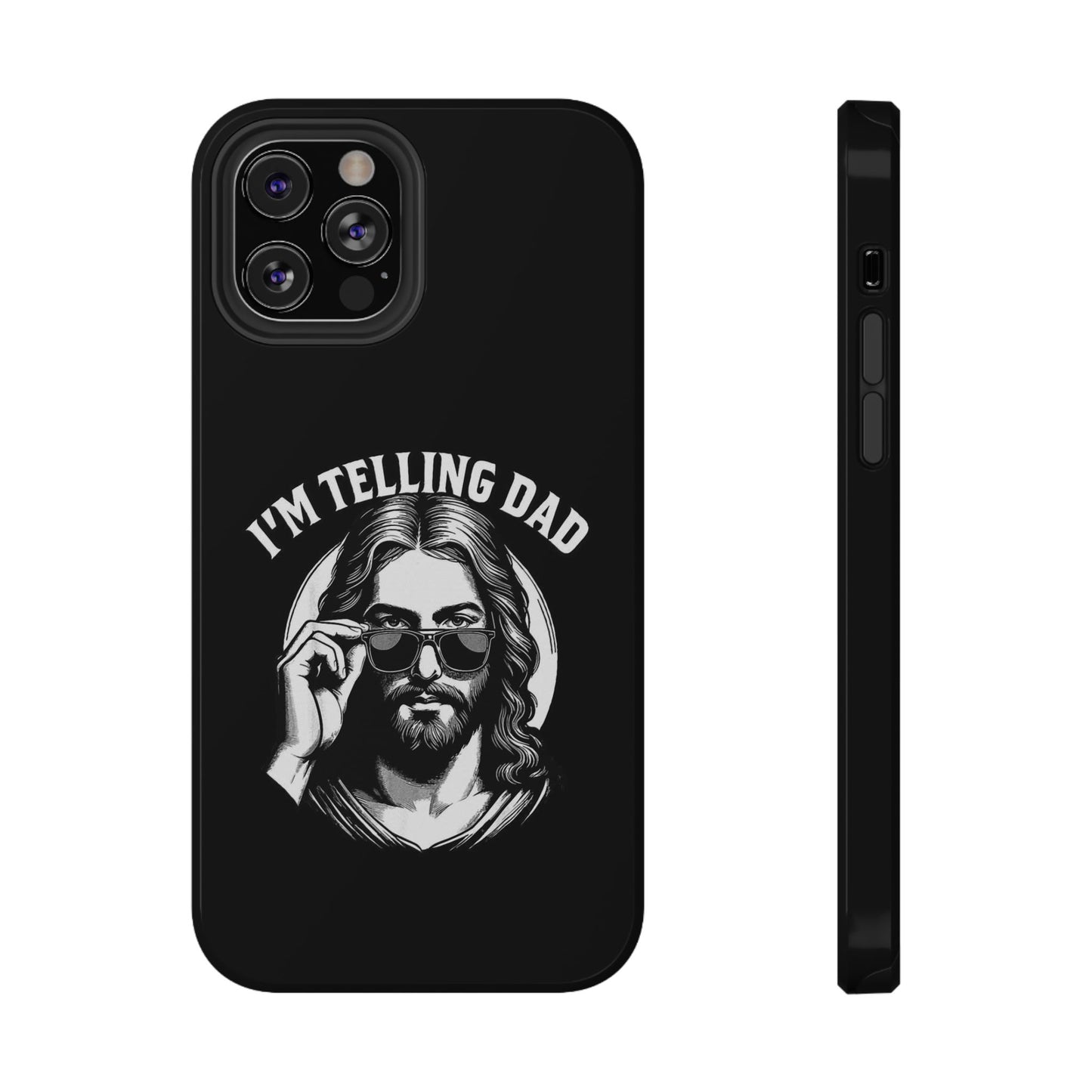 Phone Case — “I’m Telling Dad” Retro Jesus Graphic Impact-Resistant Case