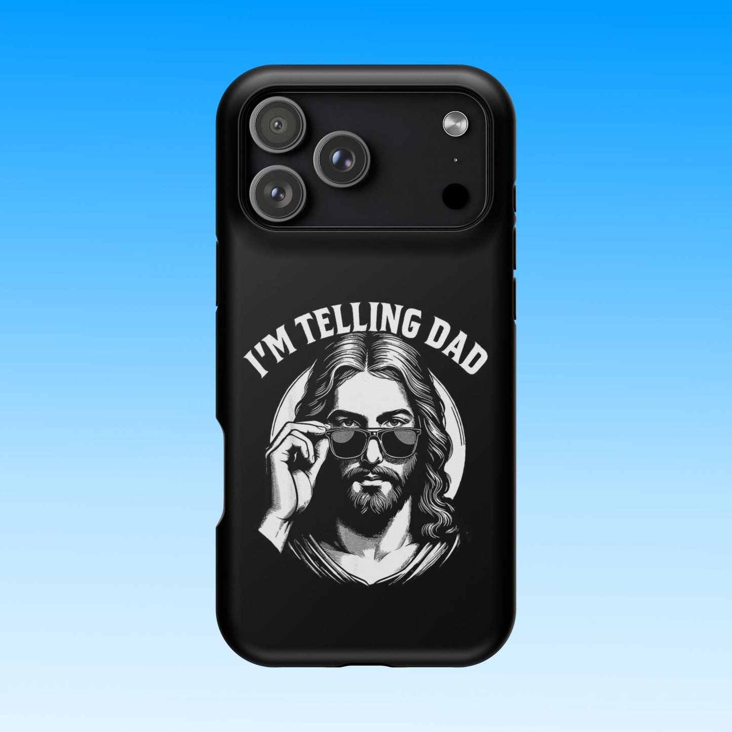Phone Case — “I’m Telling Dad” Retro Jesus Graphic Impact-Resistant Case