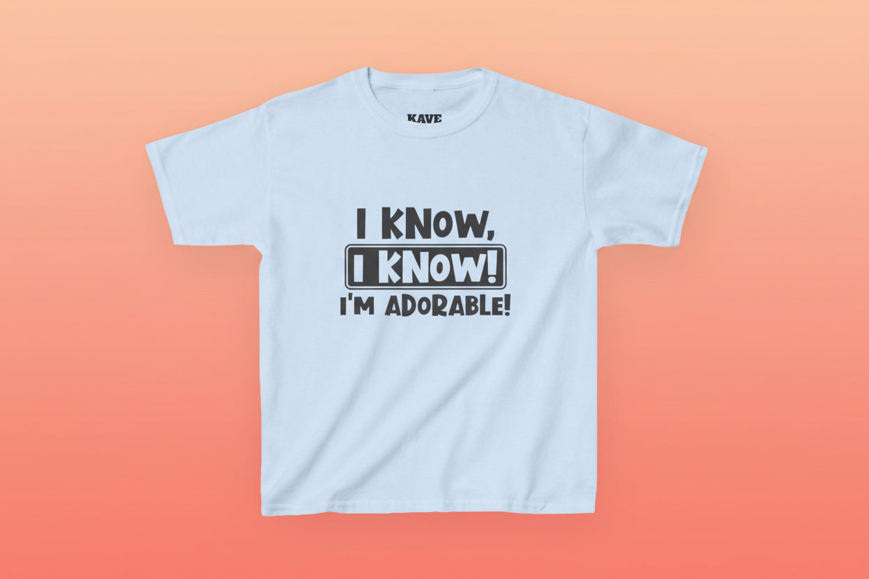 Light blue t-shirt with black text on a white background