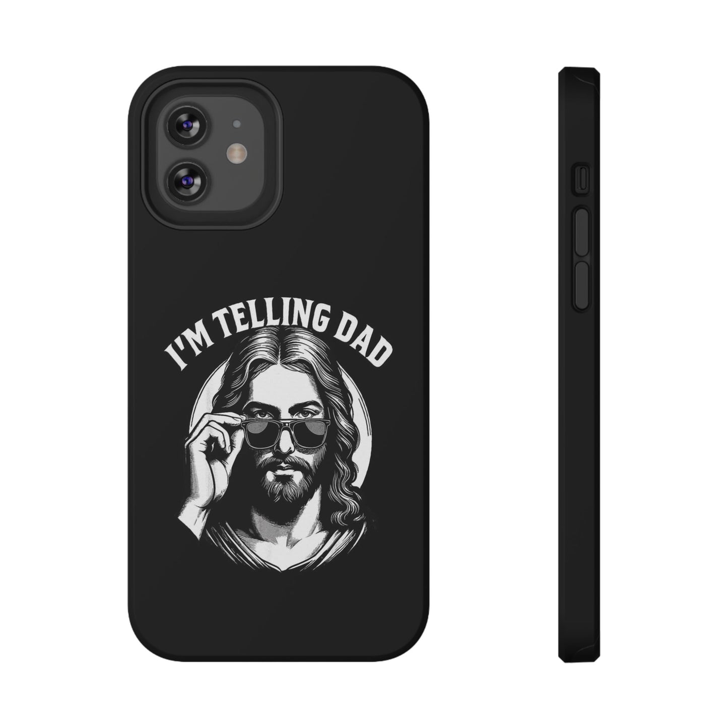 Phone Case — “I’m Telling Dad” Retro Jesus Graphic Impact-Resistant Case