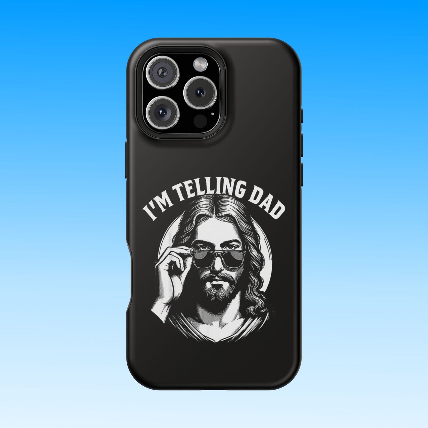 Phone Case — “I’m Telling Dad” Retro Jesus Graphic Impact-Resistant Case