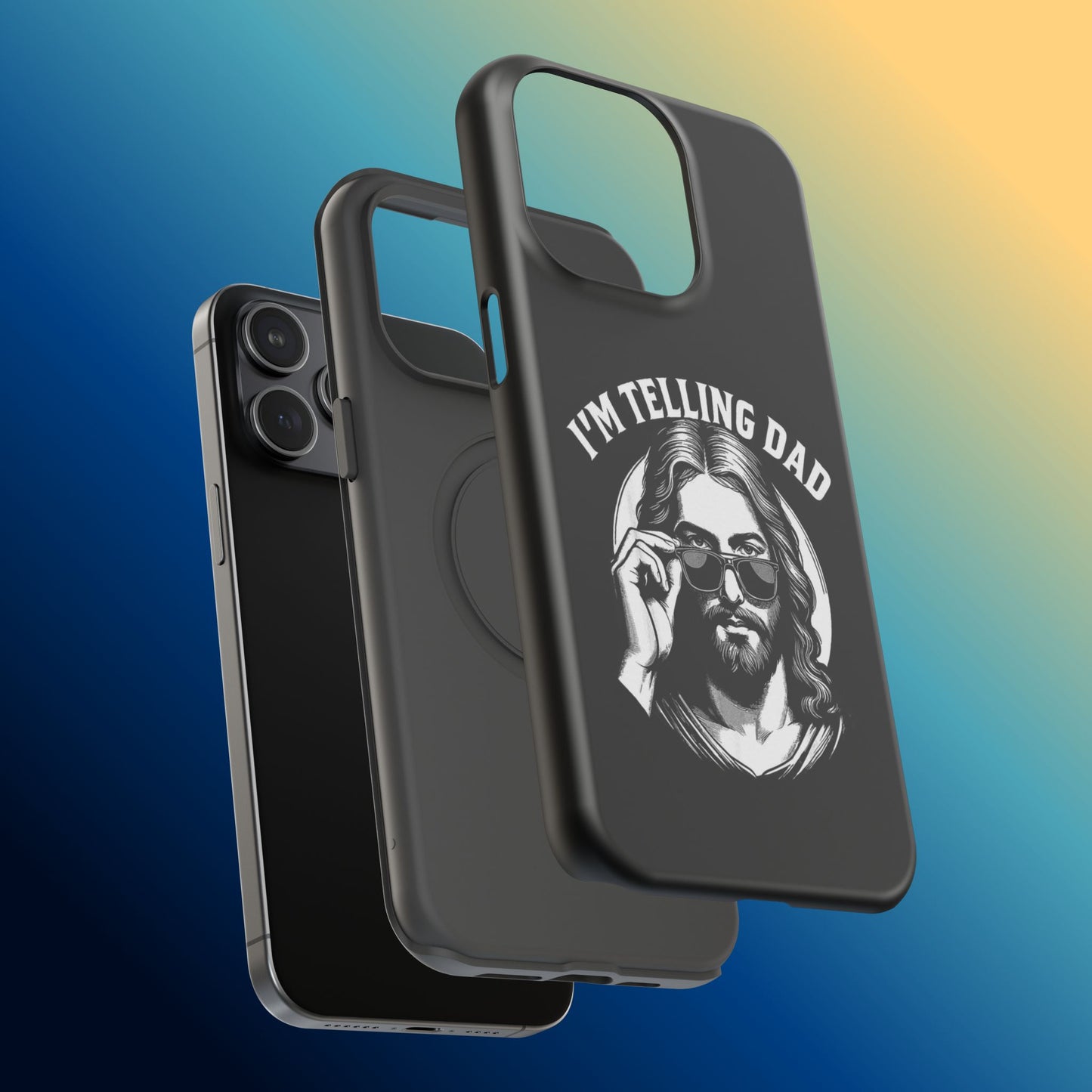 Phone Case — “I’m Telling Dad” Retro Jesus Graphic Impact-Resistant Case