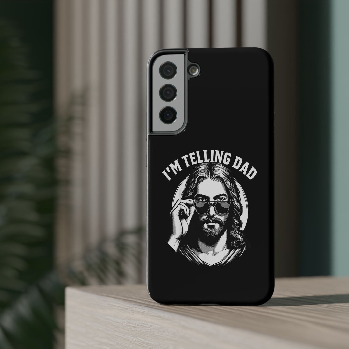 Phone Case — “I’m Telling Dad” Retro Jesus Graphic Impact-Resistant Case