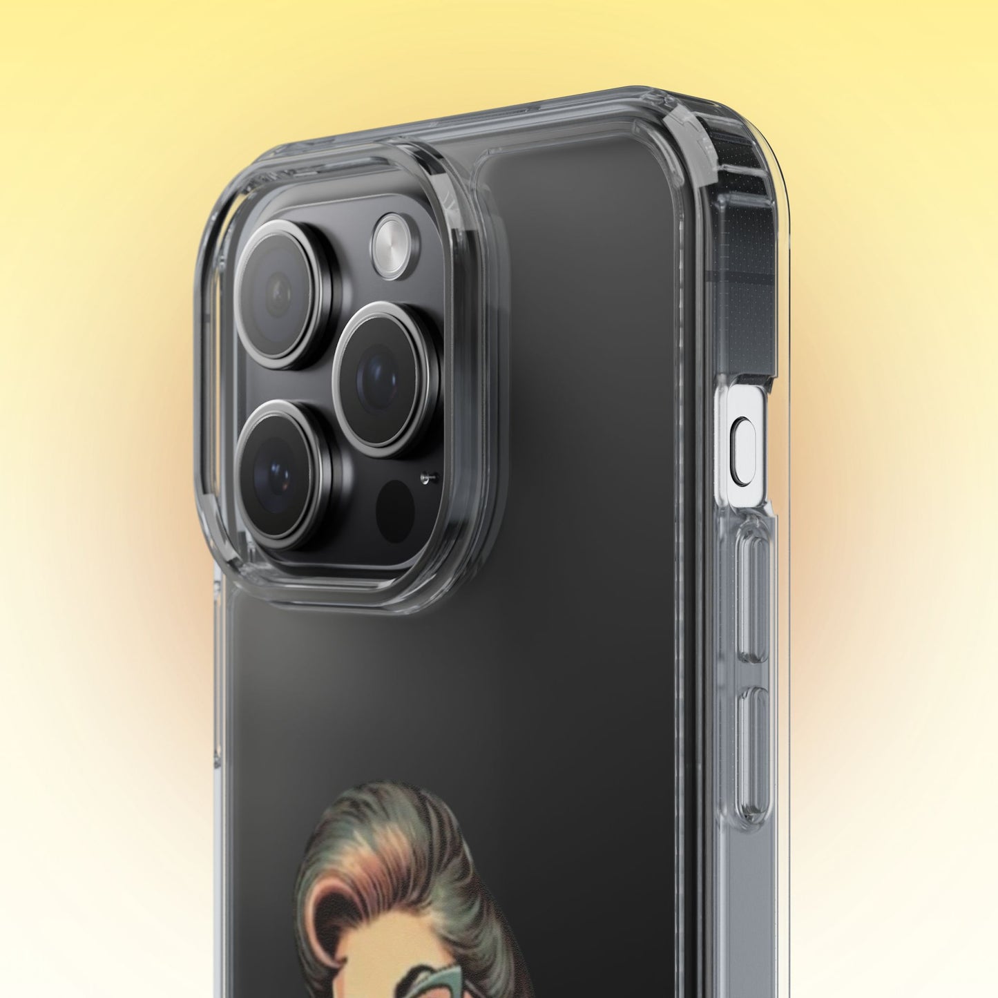 Clear Phone Case — Retro Woman Giving the Finger Graphic with “Respectfully” Text