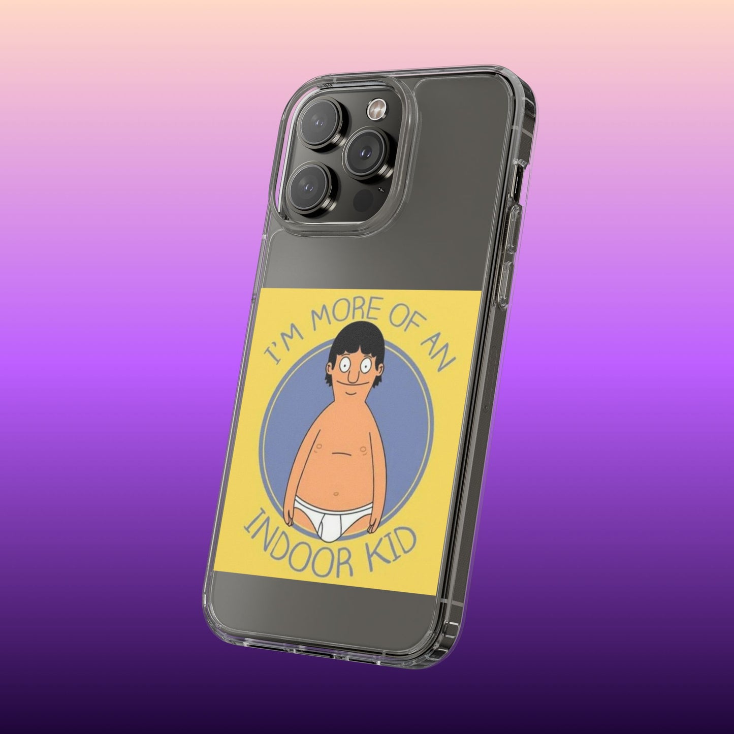 Clear Phone Case — "I'm More of an Indoor Kid" Cartoon Design