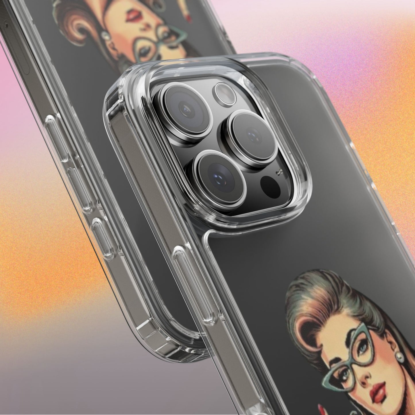 Clear Phone Case — Retro Woman Giving the Finger Graphic with “Respectfully” Text