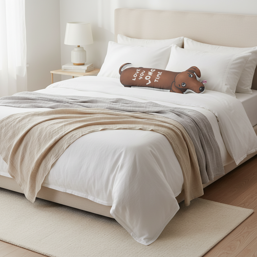 Love You Long Time Weiner Shaped Pillow-Gift