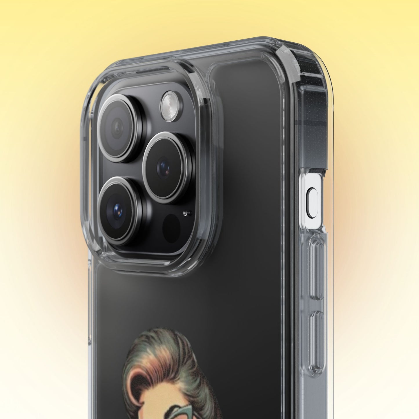 Clear Phone Case — Retro Woman Giving the Finger Graphic with “Respectfully” Text