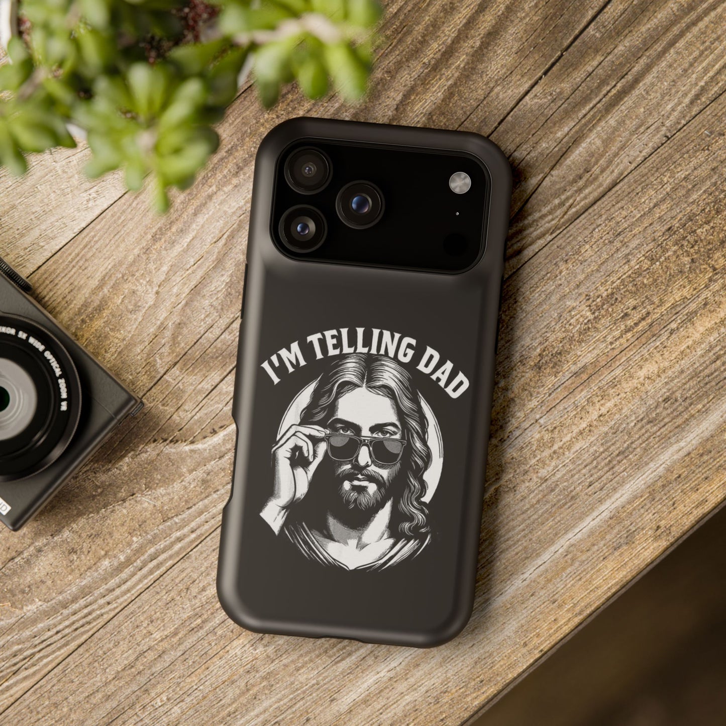 Phone Case — “I’m Telling Dad” Retro Jesus Graphic Impact-Resistant Case