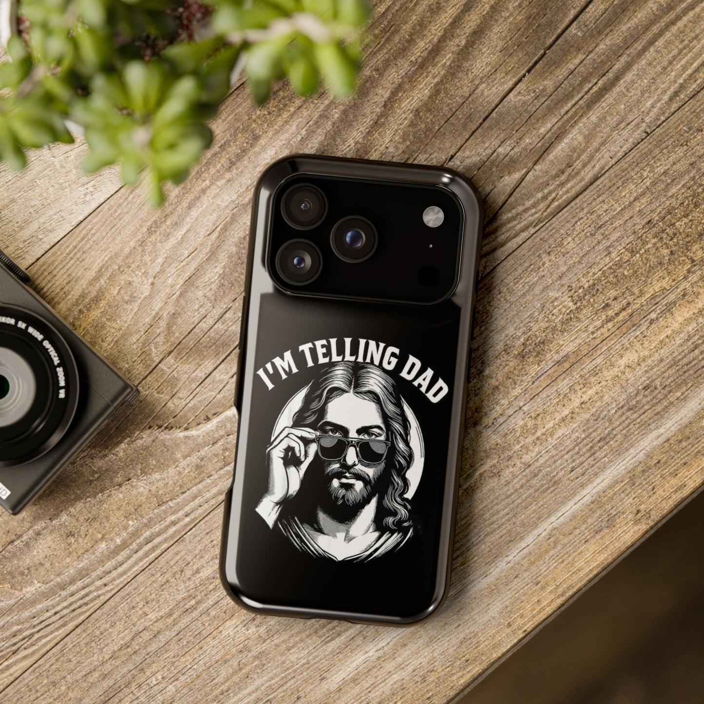 Phone Case — “I’m Telling Dad” Retro Jesus Graphic Impact-Resistant Case