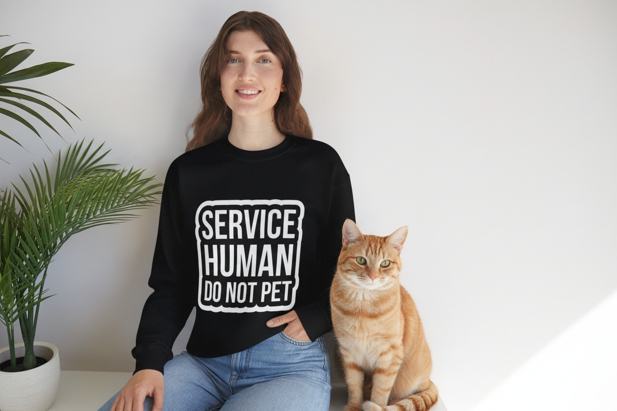 "Service Human Do Not Pet" Crewneck Sweatshirt