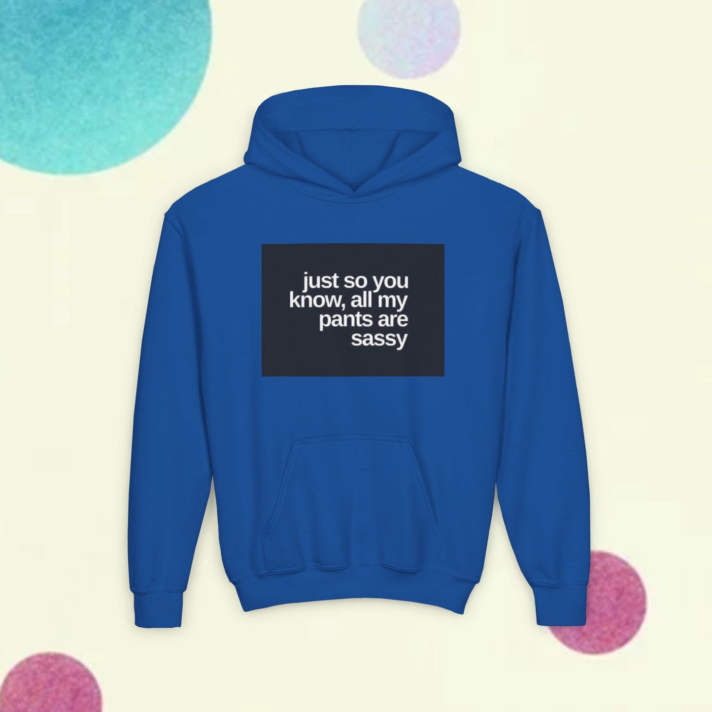 Youth Hoodie — "Just So You Know, All My Pants Are Sassy" Funny Graphic