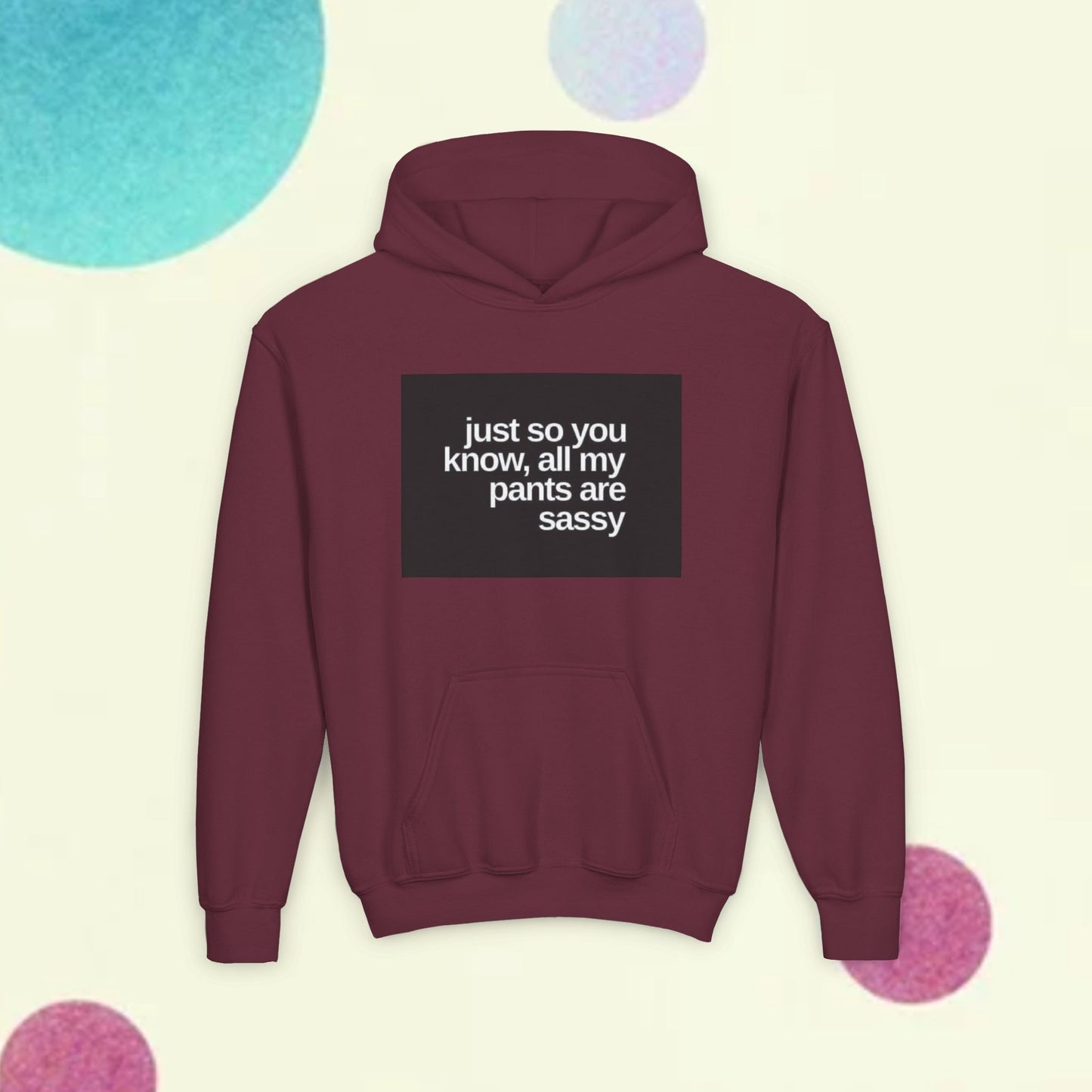 Youth Hoodie — "Just So You Know, All My Pants Are Sassy" Funny Graphic